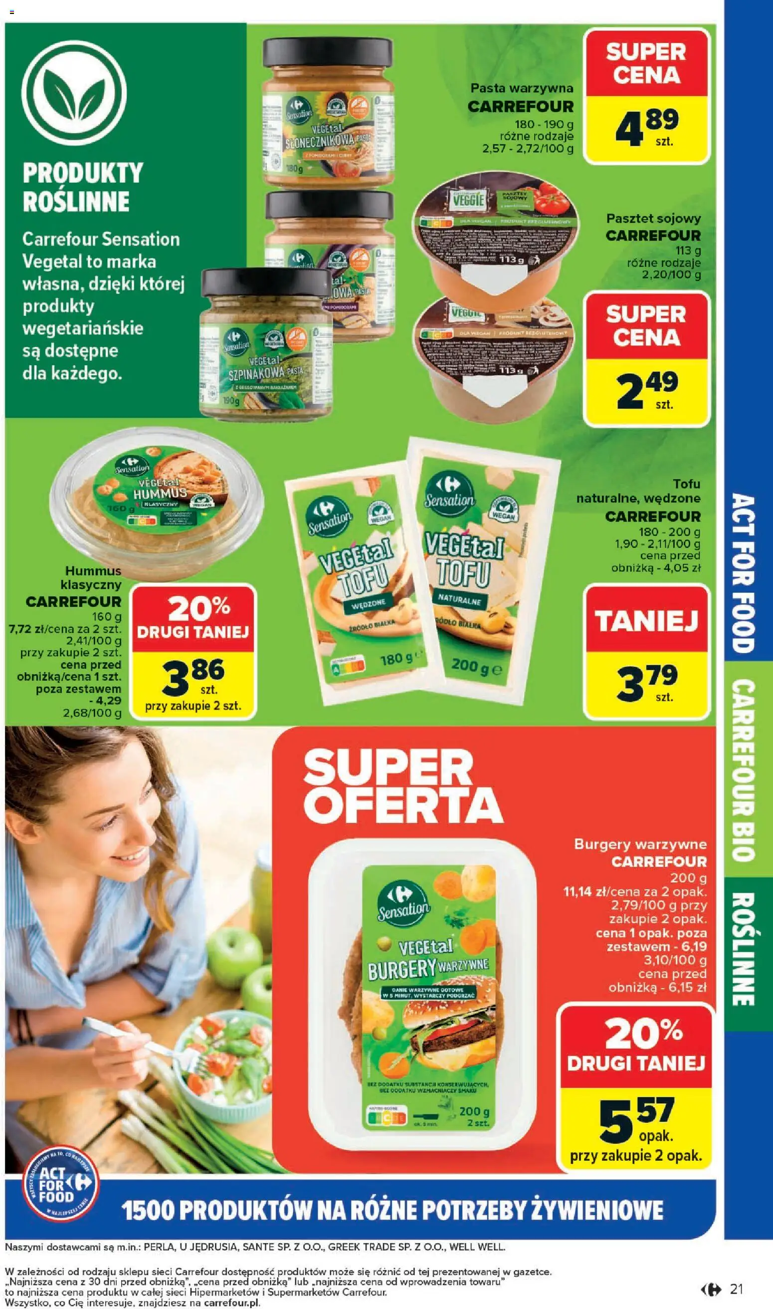 Carrefour Gazetka - Act for food od 03.11.2025 | Strona: 21 | Produkty: Pasta warzywna, Tofu, Hummus