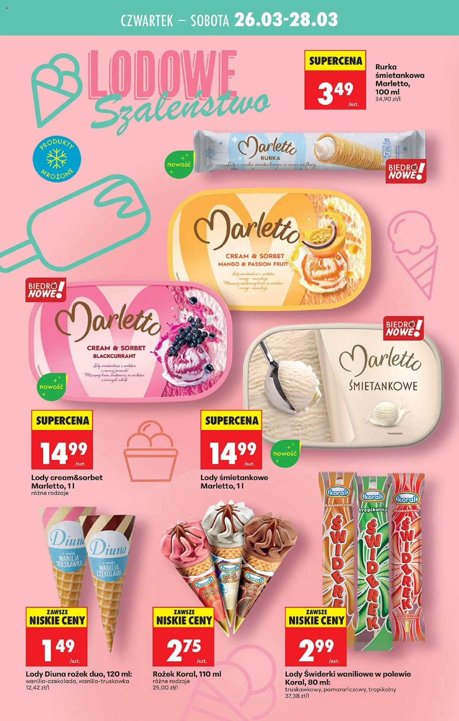 Biedronka gazetka od czwartku od 26.03.2026 | Strona: 50 | Produkty: Mango, Sorbet, Czekolada, Lody