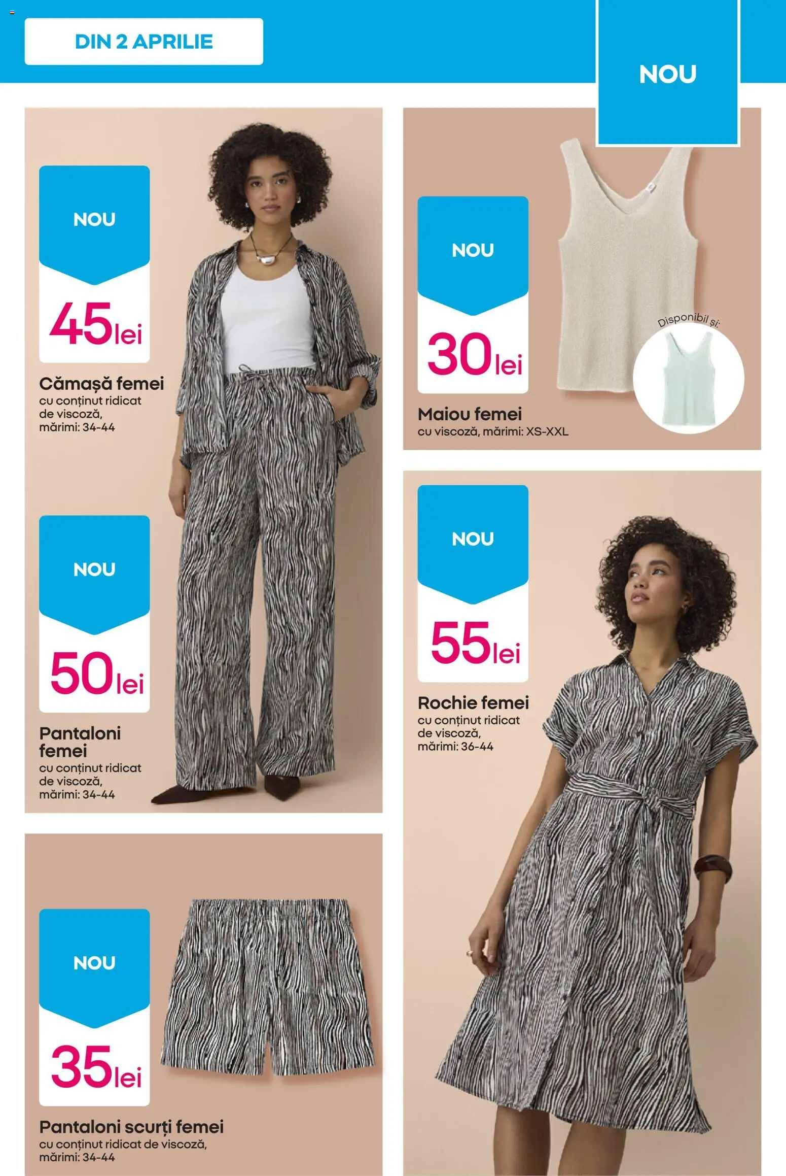 Noul catalog Pepco – valabil de la 02.04.2026 | Pagină: 9 | Produse: Rochie, Maiou, Pantaloni, Pantaloni scurți