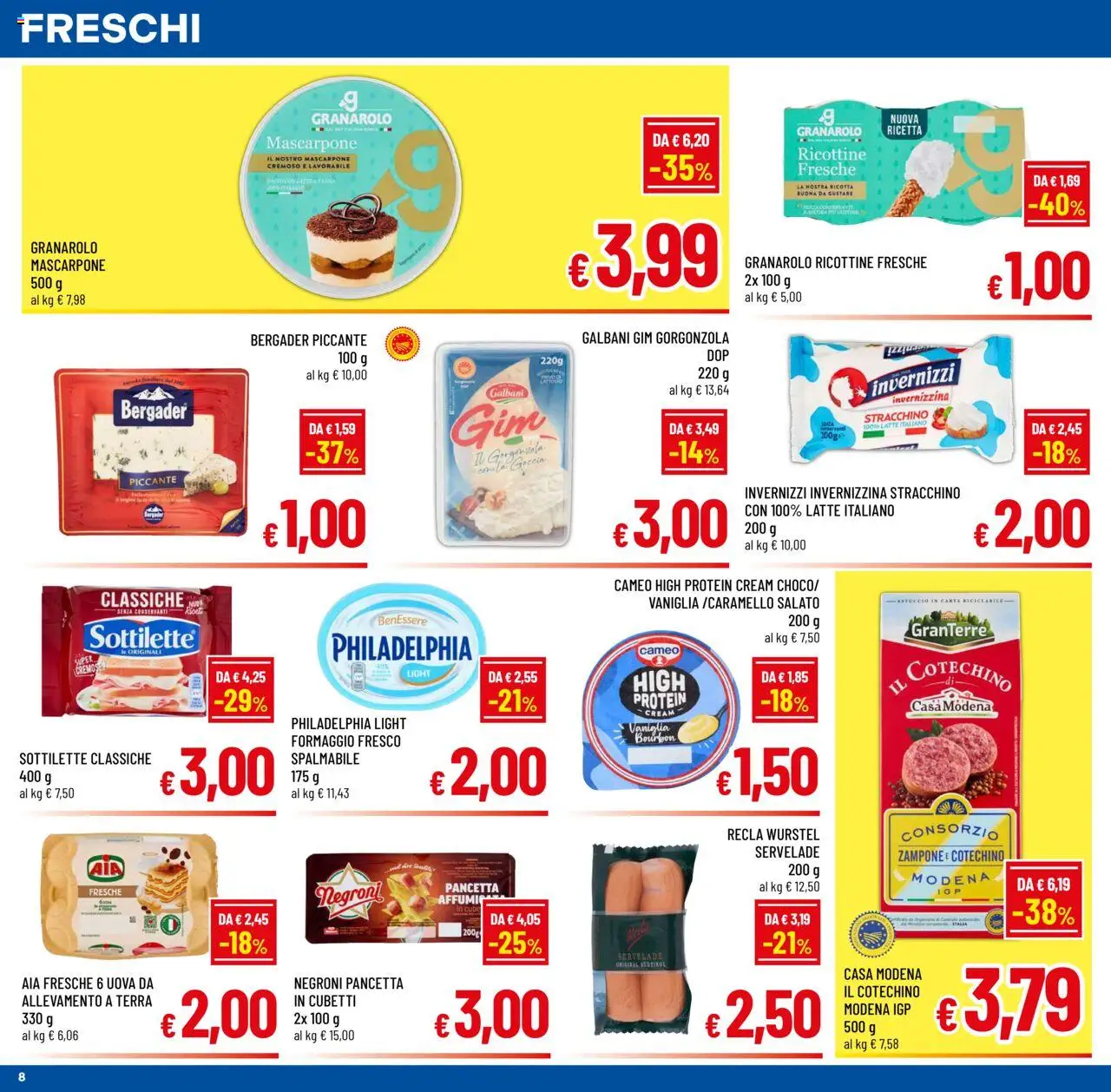 Volantino A&O del 15.10.2025 | Pagina: 8 | Prodotti: Uova, Pancetta, Formaggio, Stracchino