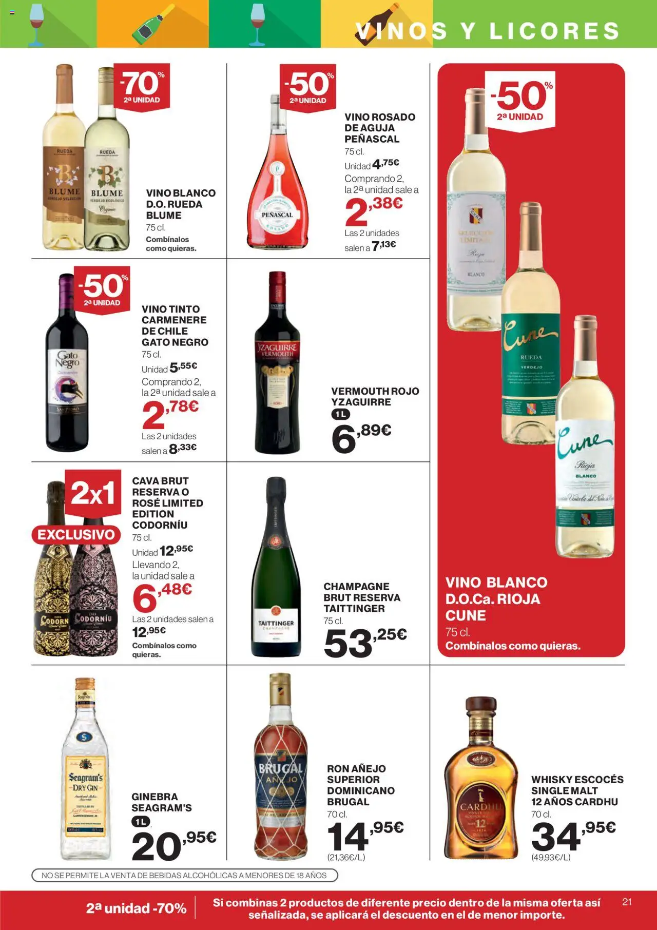 Supercor Canarias │ válido desde el 19.06.2025 | Página: 21 | Productos: Vino rosado, Vino, Ginebra, Whisky