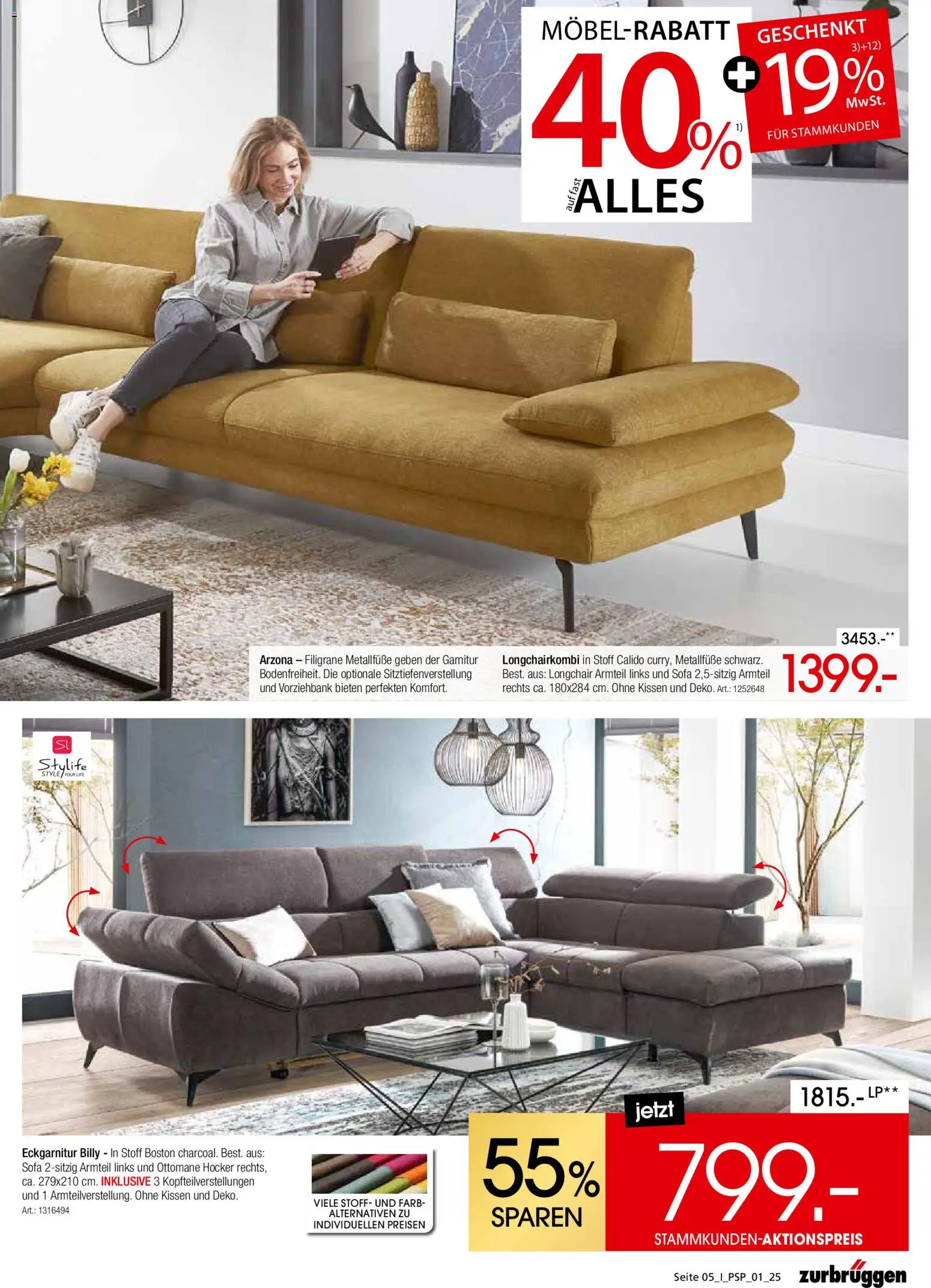 Zurbrüggen  Polstermöbel-Spezial – gültig ab 27.10.2025 | Seite: 5 | Produkte: Hocker, Kissen, Sofa