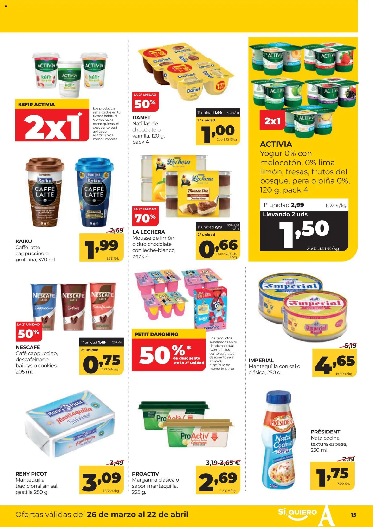 Alimerka folleto Asturias │ válido desde el 26.03.2026 | Página: 15 | Productos: Yogur, Café, Chocolate, Margarina