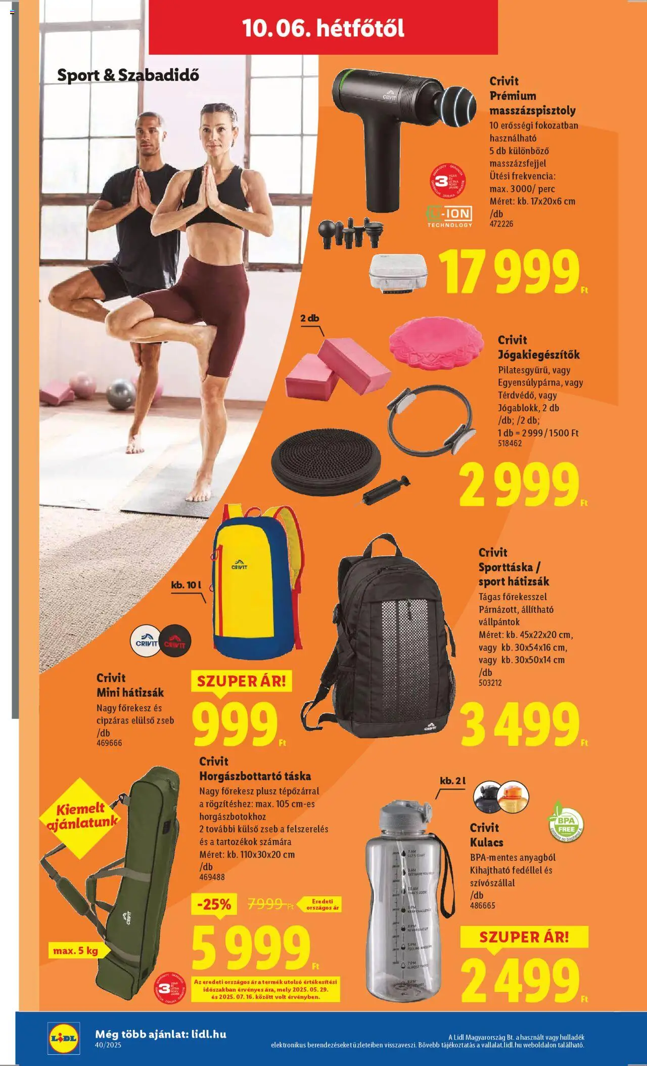 Lidl akciós ujság - amely érvényes a következő dátumtól: 02.10.2025 | Oldal: 58 | Termékek: Hátizsák, Táska, Kulacs