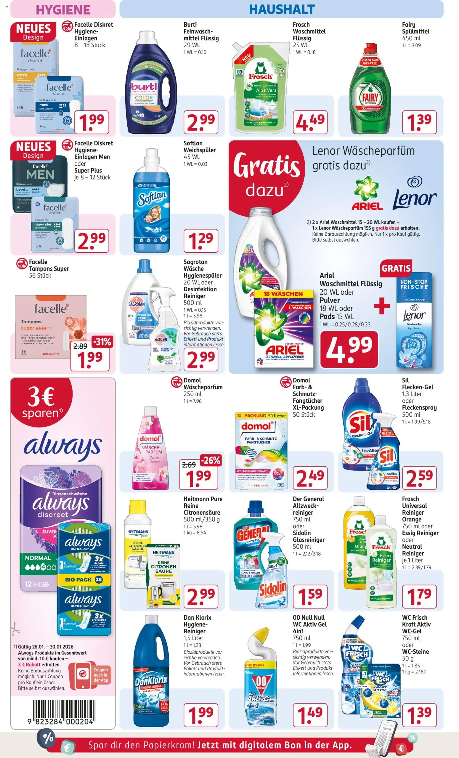 Rossmann Prospekt 	 – gültig ab 26.01.2026 | Seite: 12 | Produkte: Lenor, Ariel, Parfüm, Wc frisch