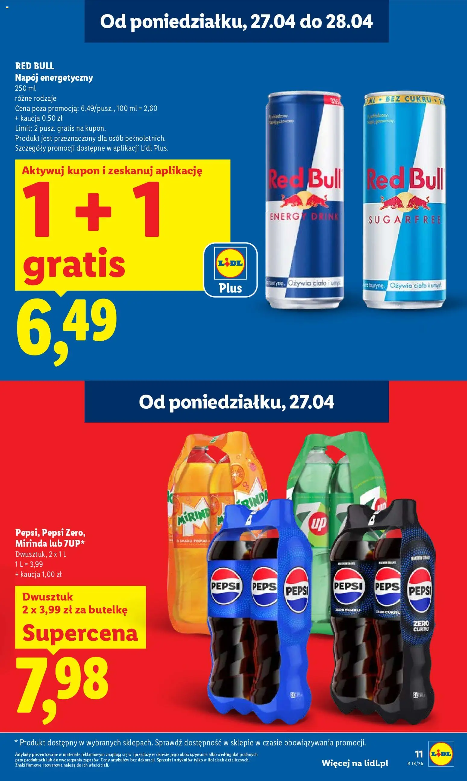 Lidl Polsko leták od 27.04.2026 | Strana: 11 | Produkty: Pero, Pepsi, Mirinda, Energy drink