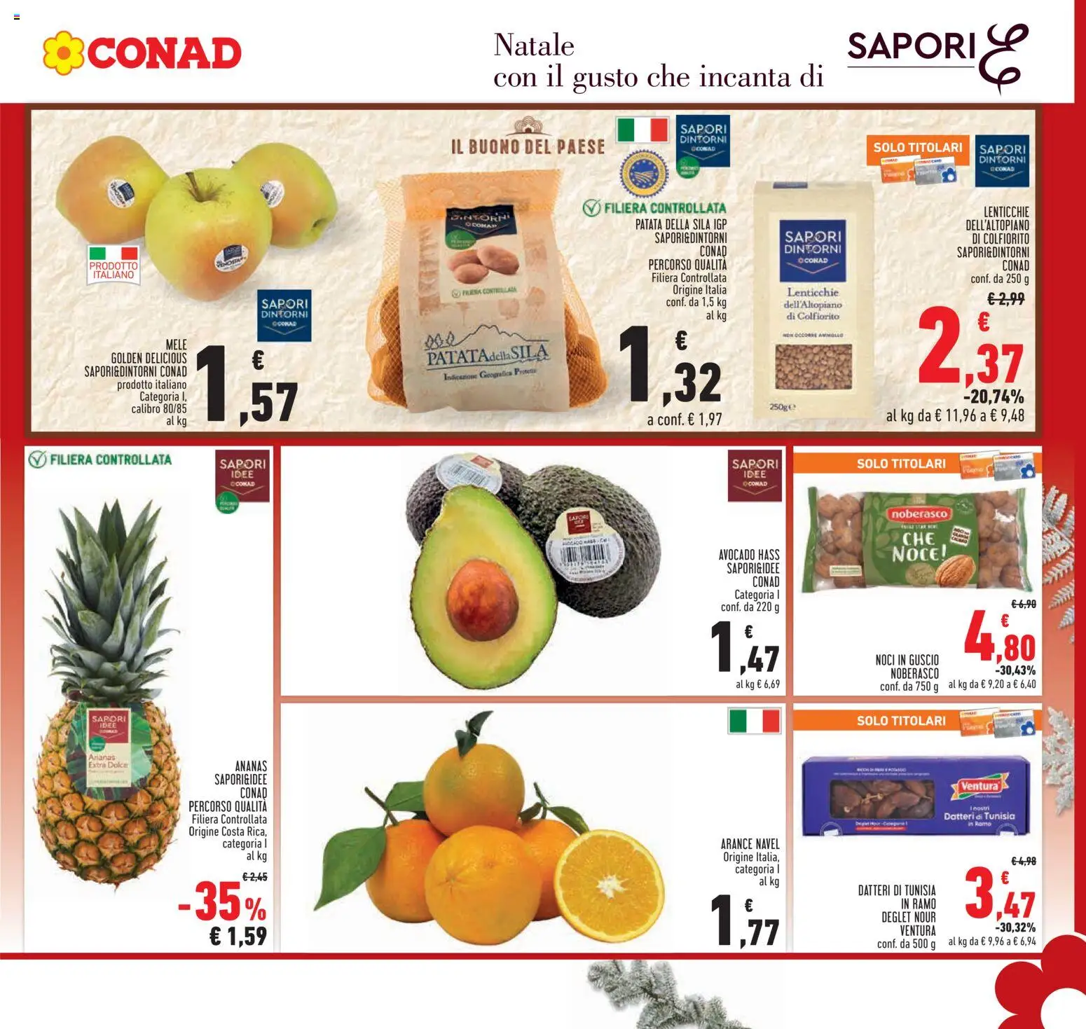Volantino Conad del 15.12.2025 | Pagina: 7 | Prodotti: Mele, Arance, Avocado, Noci