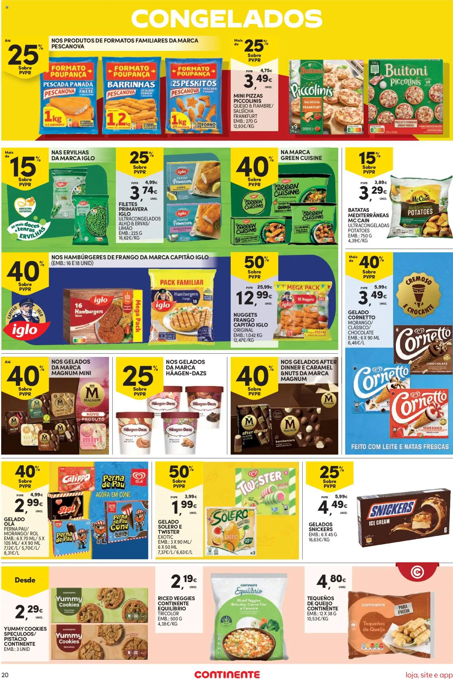 Continente Semanal Continente Bom Dia │ válido de 28.04.2026 | Página: 20 | Produtos: Gelado, Leite, Cenoura, Natas