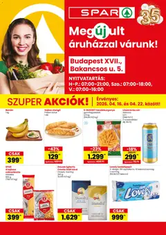 Spar BP Bakancsos utca üzlet megújulás - amely érvényes a következő dátumtól: 16.04.2026