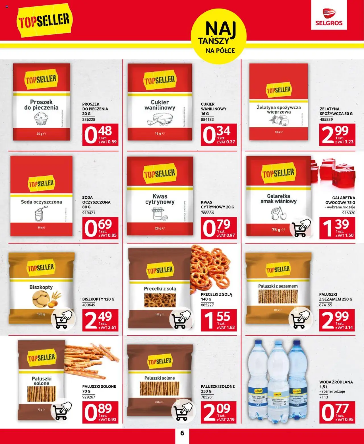 Selgros cash&carry Gazetka - Topseller od 22.05.2025 | Strona: 6 | Produkty: Galaretka, Żelatyna, Woda źródlana, Soda oczyszczona