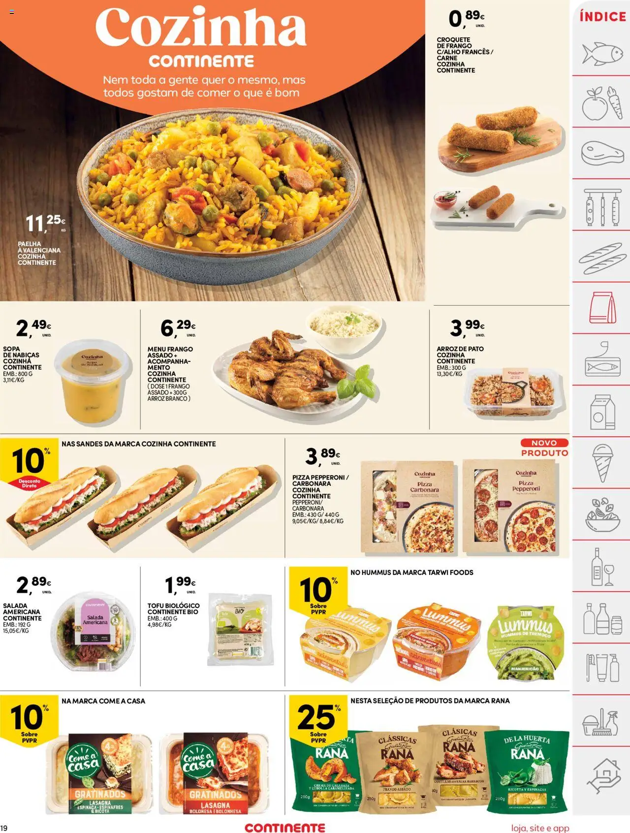 Continente folheto │ válido de 22.07.2025 | Página: 19 | Produtos: Sopa, Pizza, Arroz, Carne