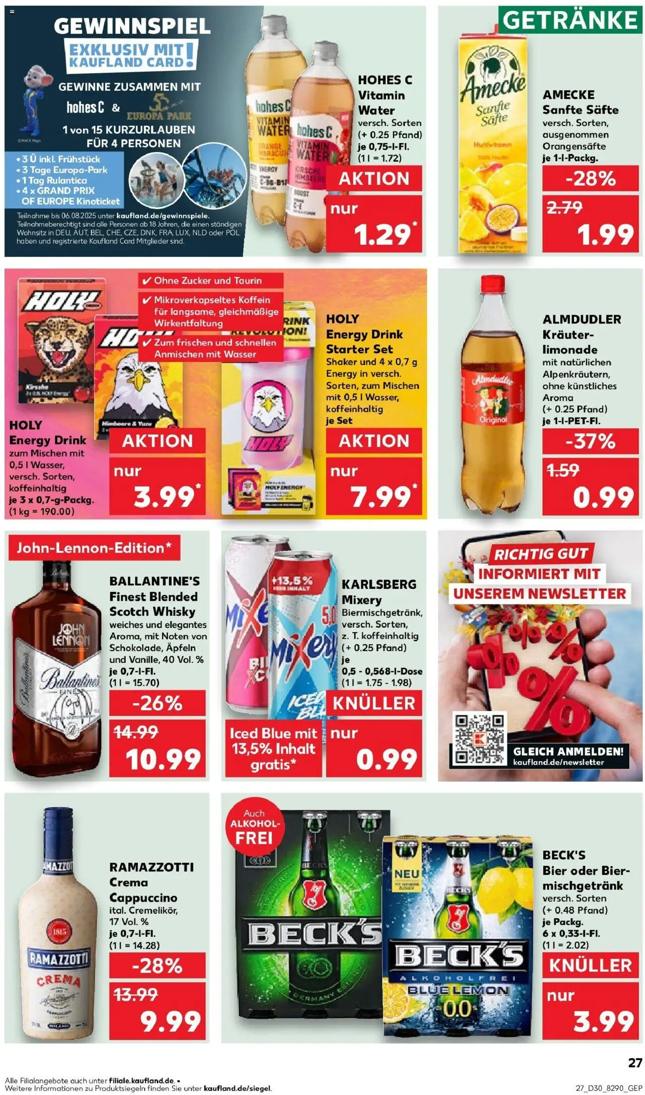 Kaufland prospekt Lippstadt	 - gültig ab dem 27.07.2025 | Seite: 42 | Produkte: Energy, Ramazzotti crema, Wasser, Himbeere