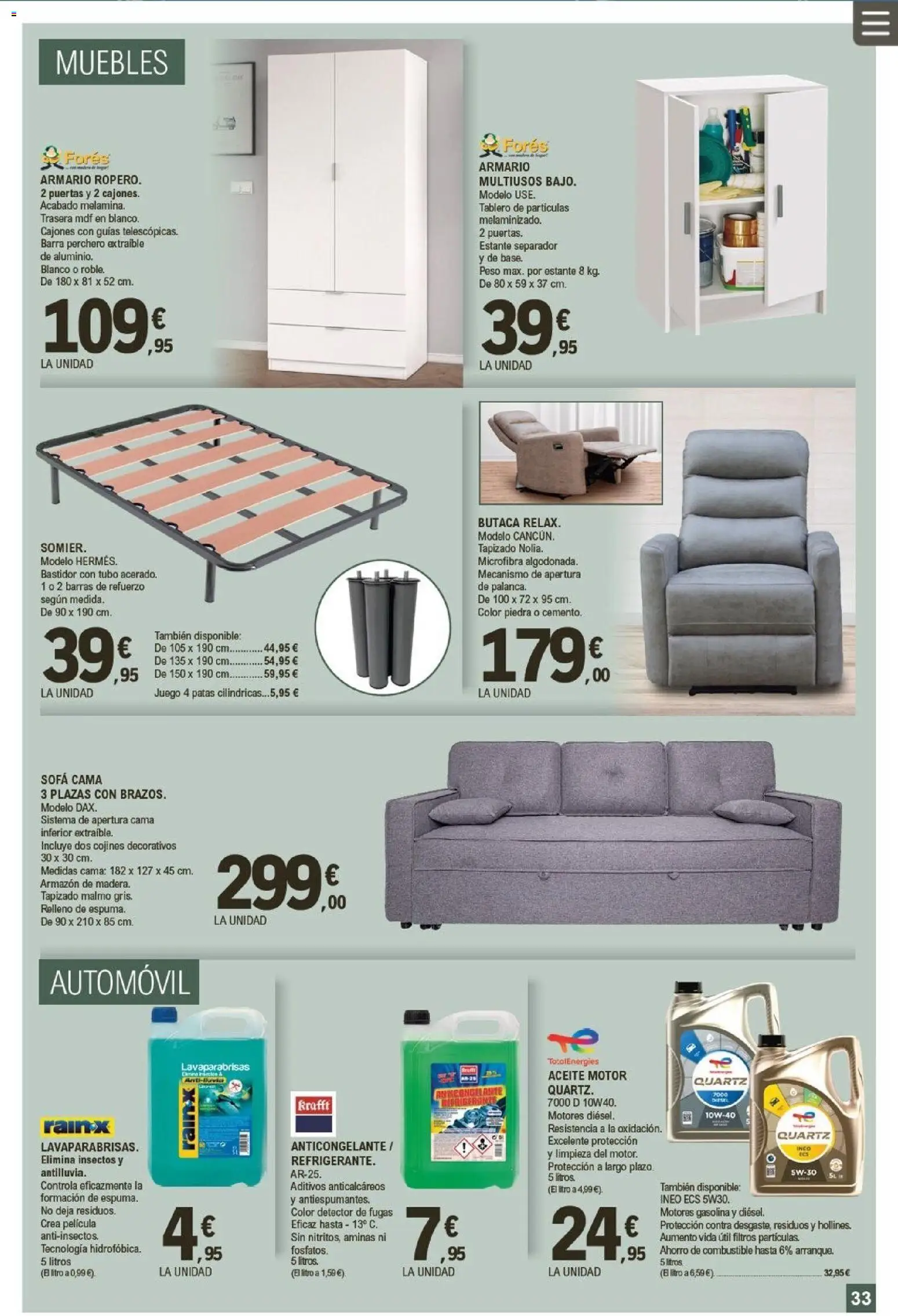 E.Leclerc folleto │ válido desde el 07.01.2026 | Página: 33 | Productos: Muebles, Peso, Sofá cama, Armario