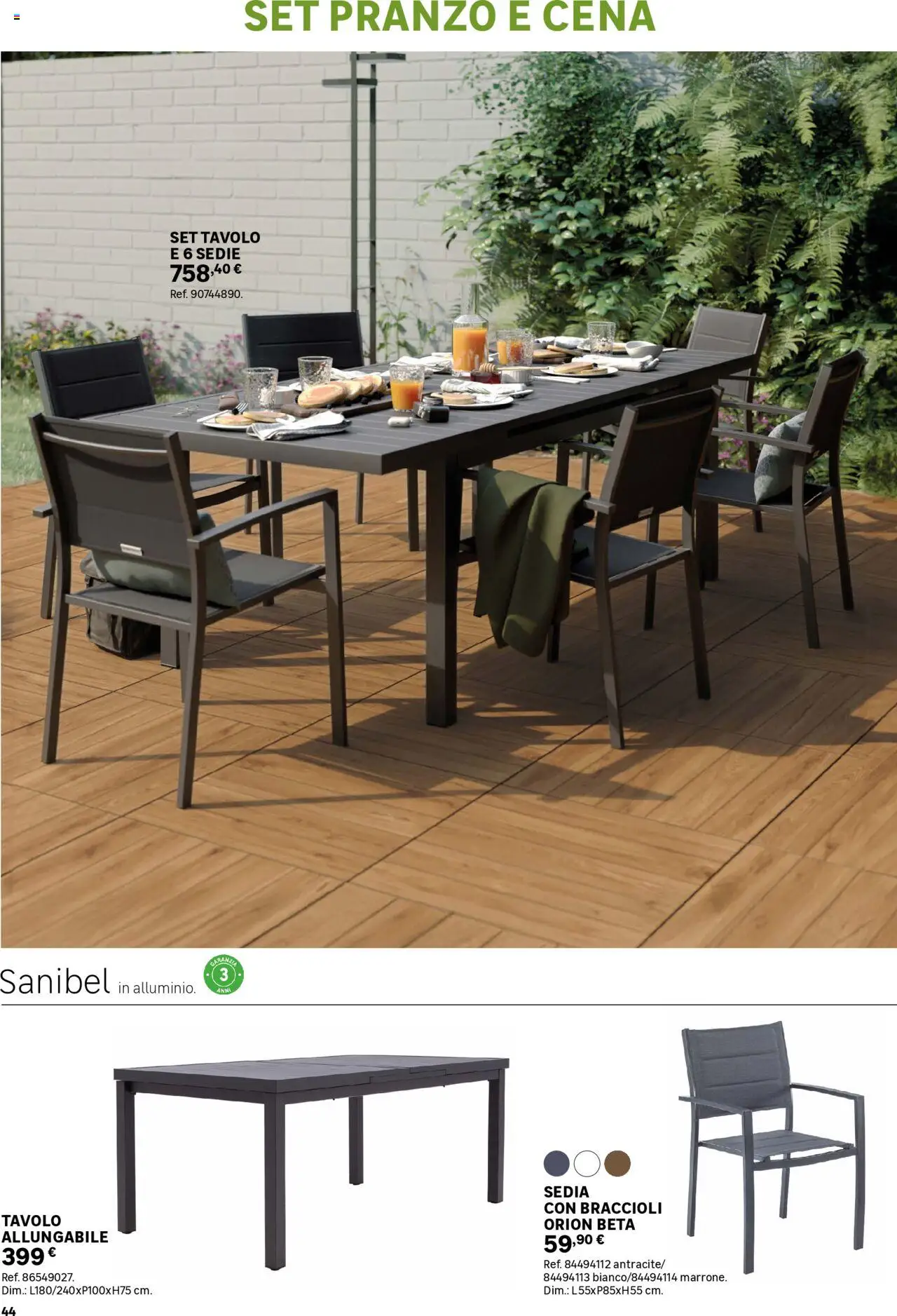 Volantino Leroy Merlin del 02.06.2025 | Pagina: 44 | Prodotti: Braccioli, Tavolo, Sedia