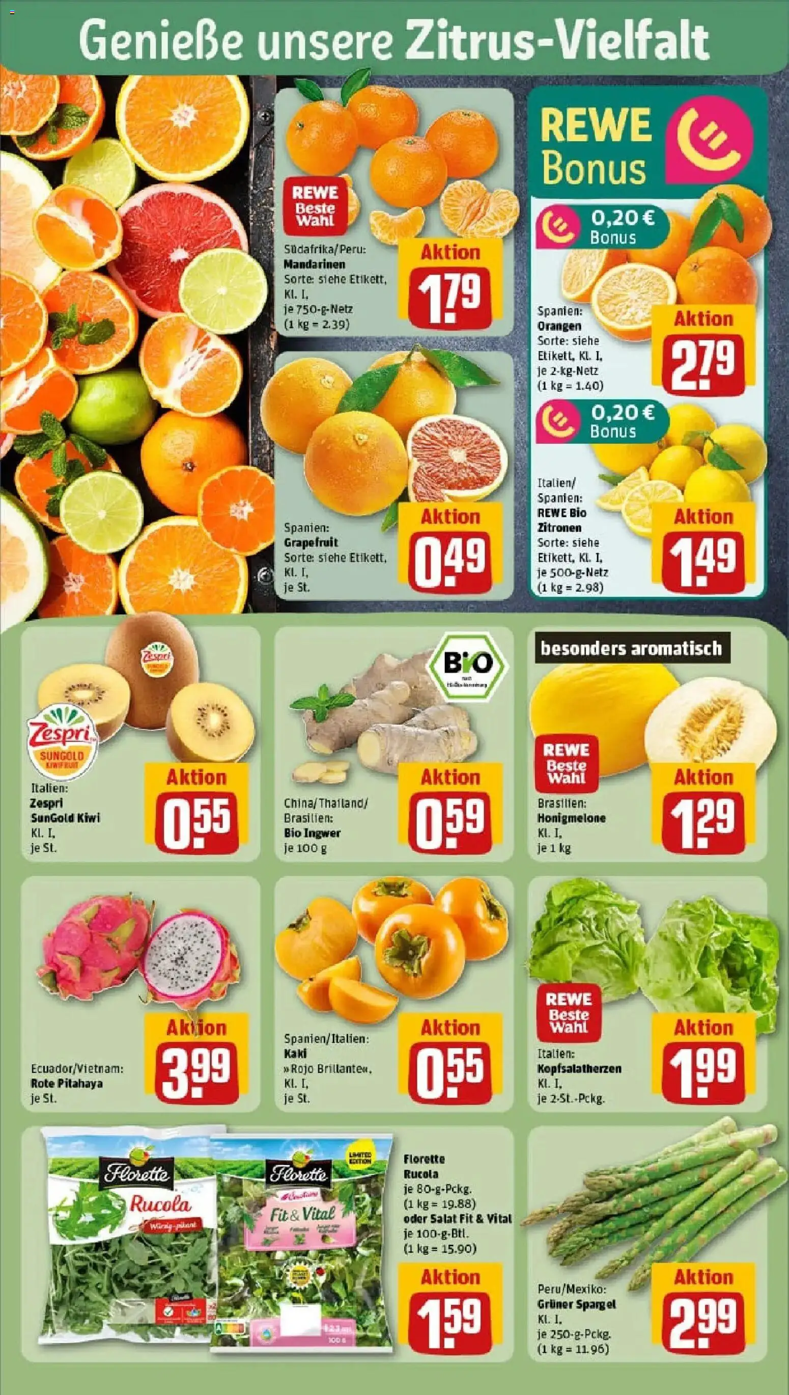 Rewe prospekt Dresden	 – gültig ab 10.11.2025 | Seite: 6 | Produkte: Mandarinen, Honigmelone, Grapefruit, Salat