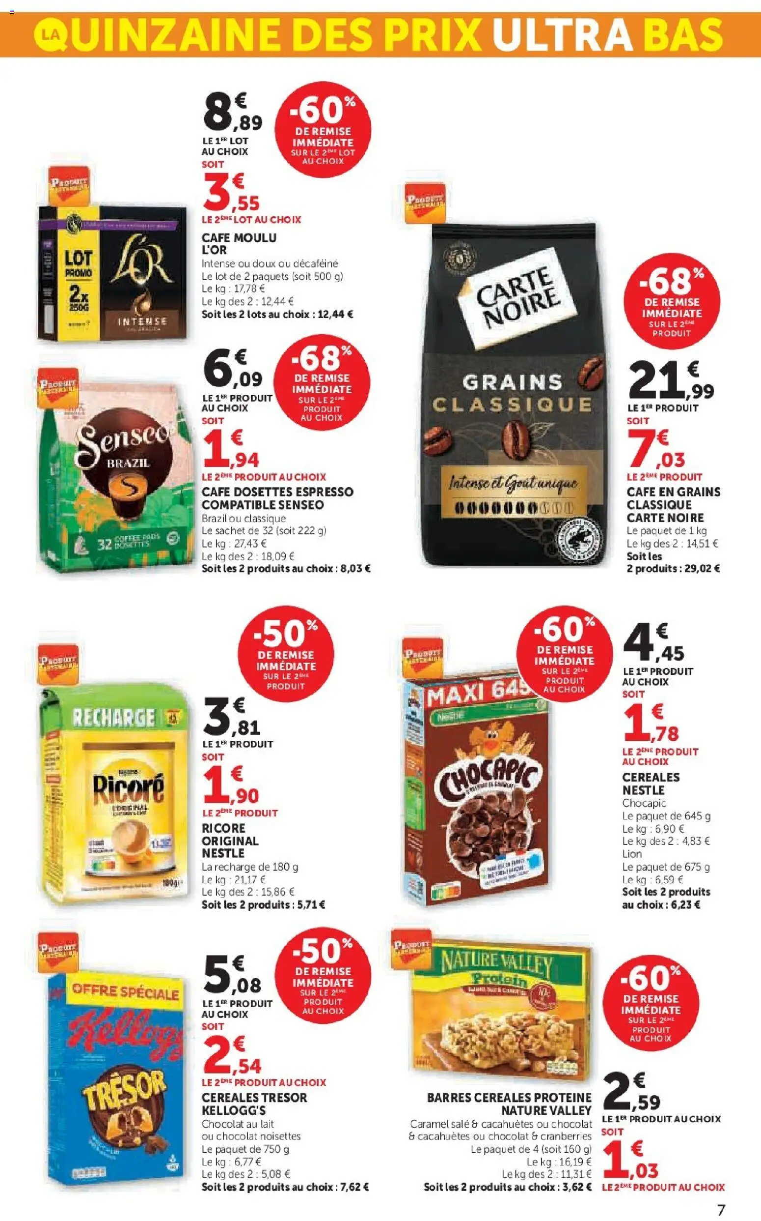 {H1} | Page: 7 | Produits: Chocapic, Noisettes, Ricoré, Lait