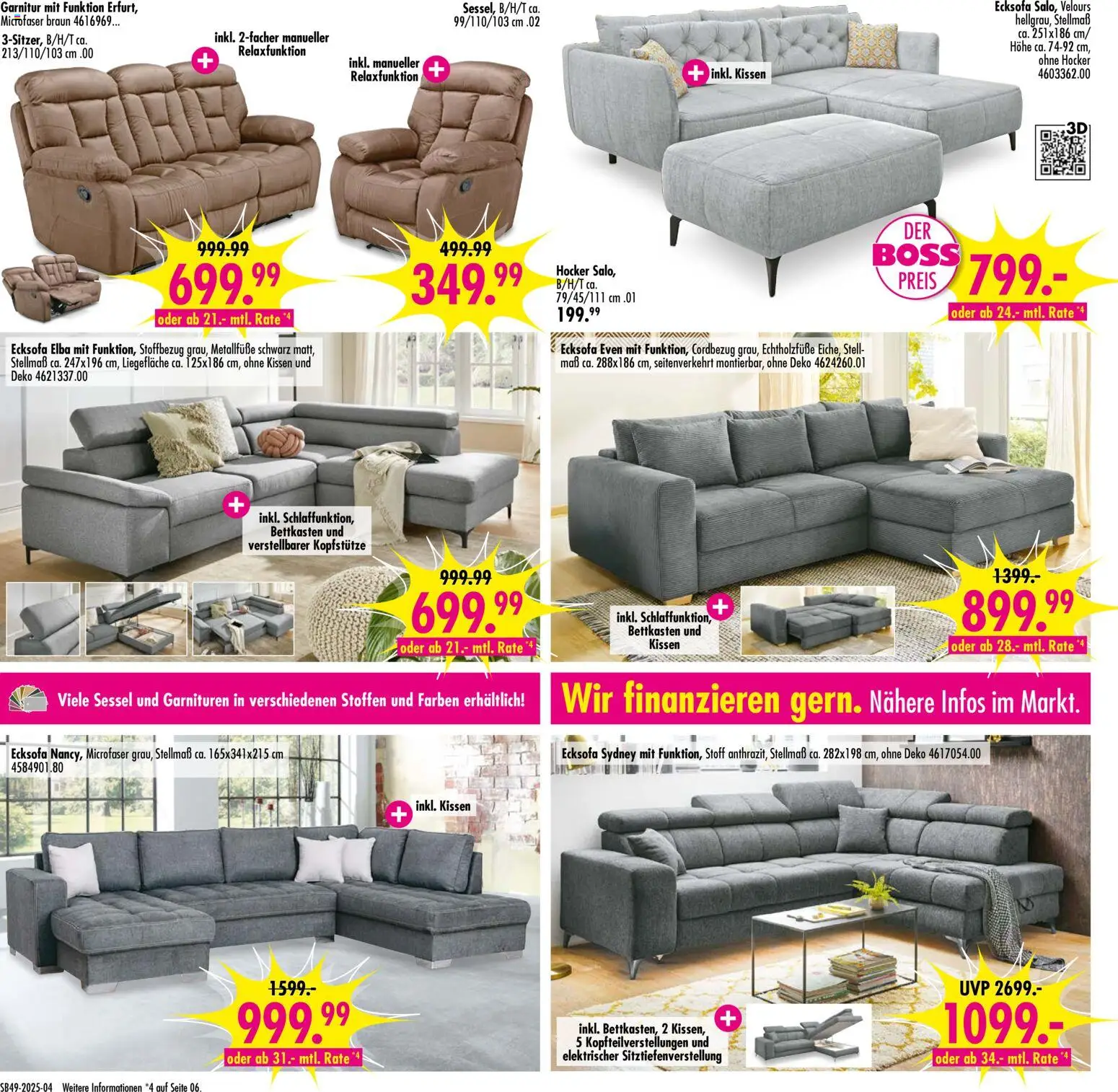 SB Möbel Boss Prospekt Neunkirchen – gültig ab 28.11.2025 | Seite: 4 | Produkte: Hocker, Ecksofa, Kissen, Sessel