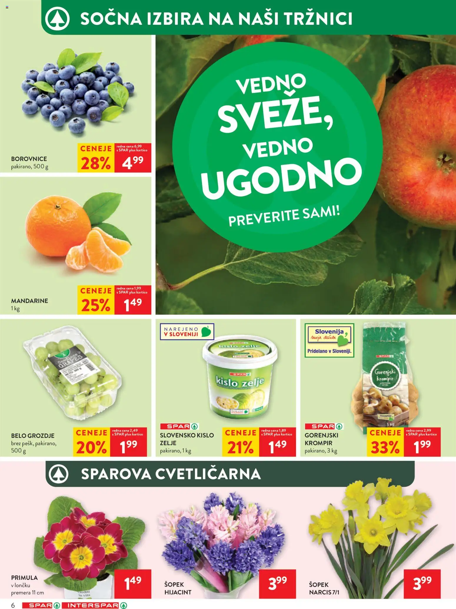 Novi Spar katalog ponudbe – veljaven od 21.01.2026 | Stran: 6 | Izdelki: Šopek, Mandarine, Krompir, Zelje