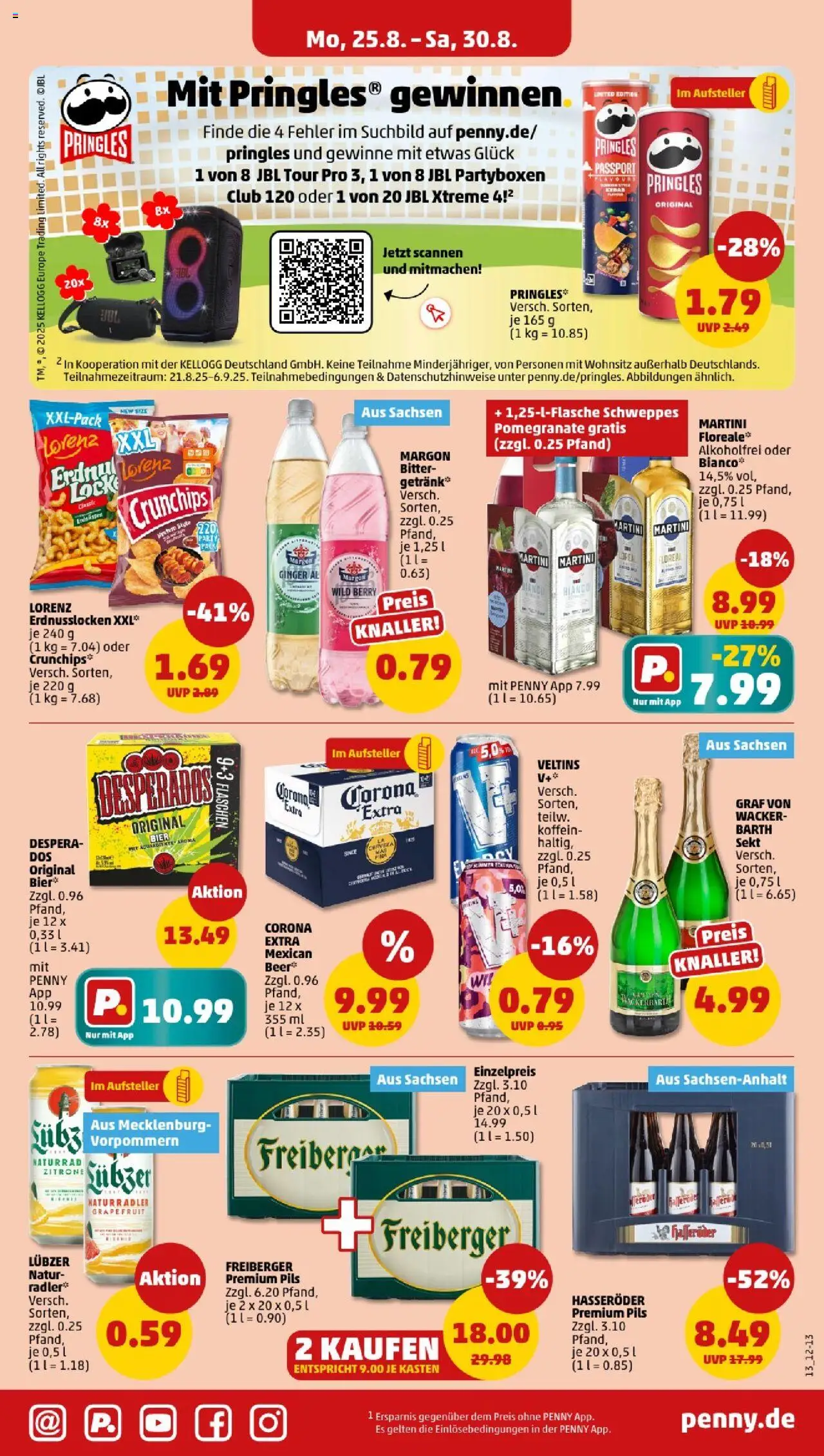 Penny - Thüringen  - gültig ab dem 25.08.2025 | Seite: 13 | Produkte: Bier, Sekt, Desperados, Pringles