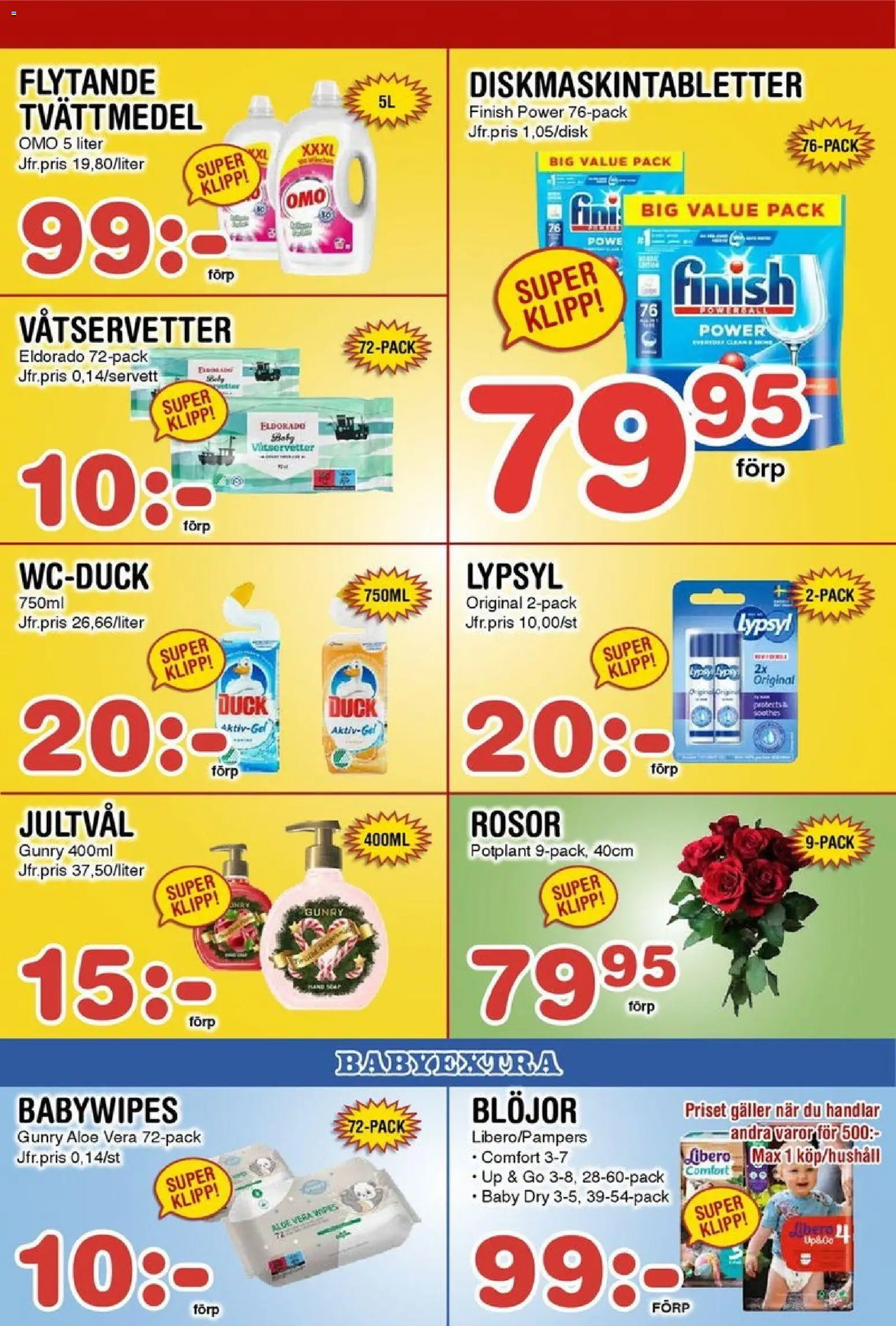 Nya Pulsen reklamblad aktuell från 27.10.2025 | Sida: 16 | Produkter: Tvättmedel, Galler, Lypsyl, Blöjor