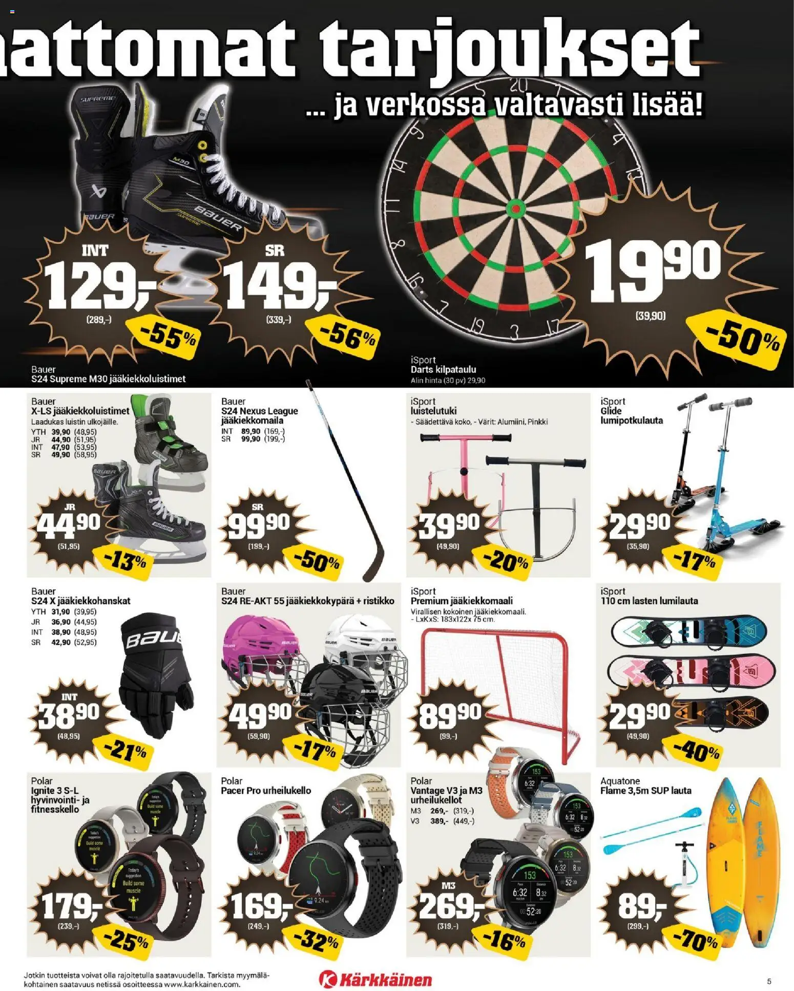 Kärkkäinen - Black Friday – voimassa 19.11.2025 alkaen | Sivu: 5 | Tuotteet: Lumilauta, Jääkiekkokypärä, Jääkiekkomaali, Jääkiekkomaila
