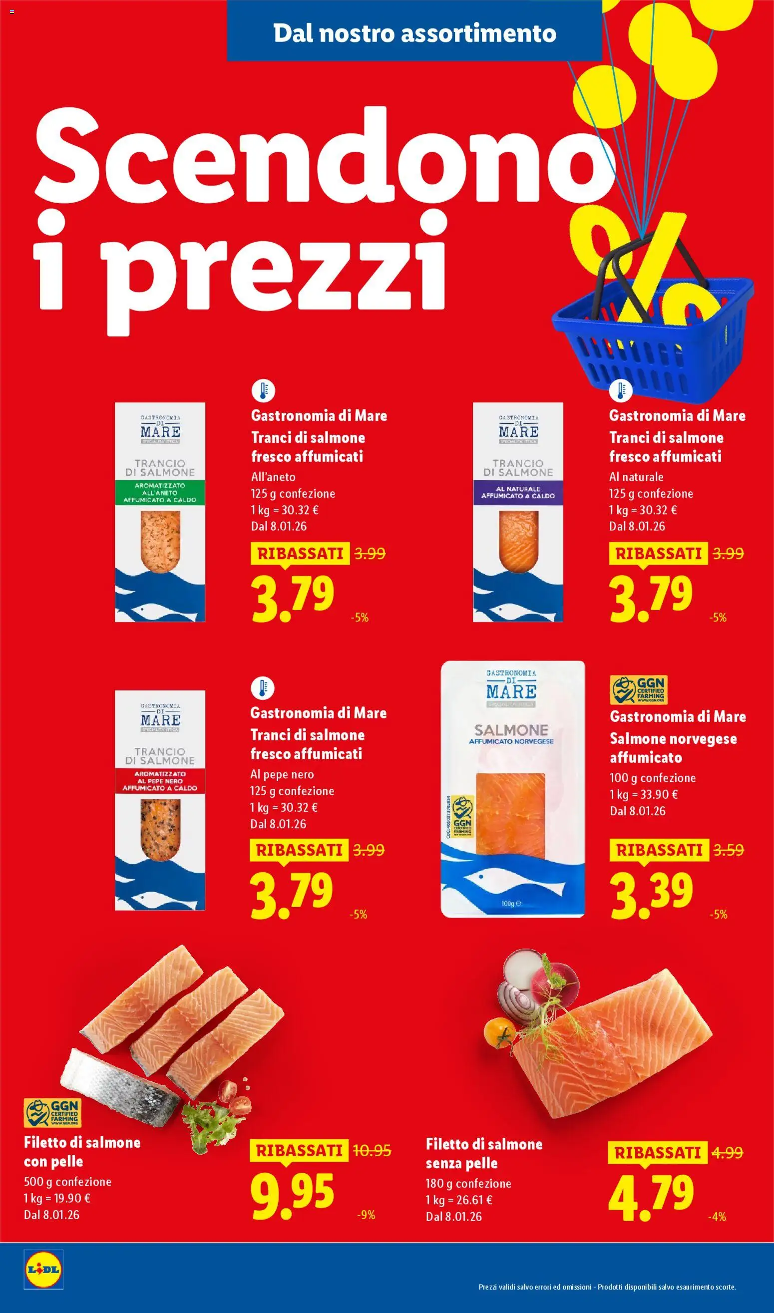 Volantino Lidl del 08.01.2026 | Pagina: 16 | Prodotti: Salmone affumicato, Salmone, Salmone fresco, Pepe
