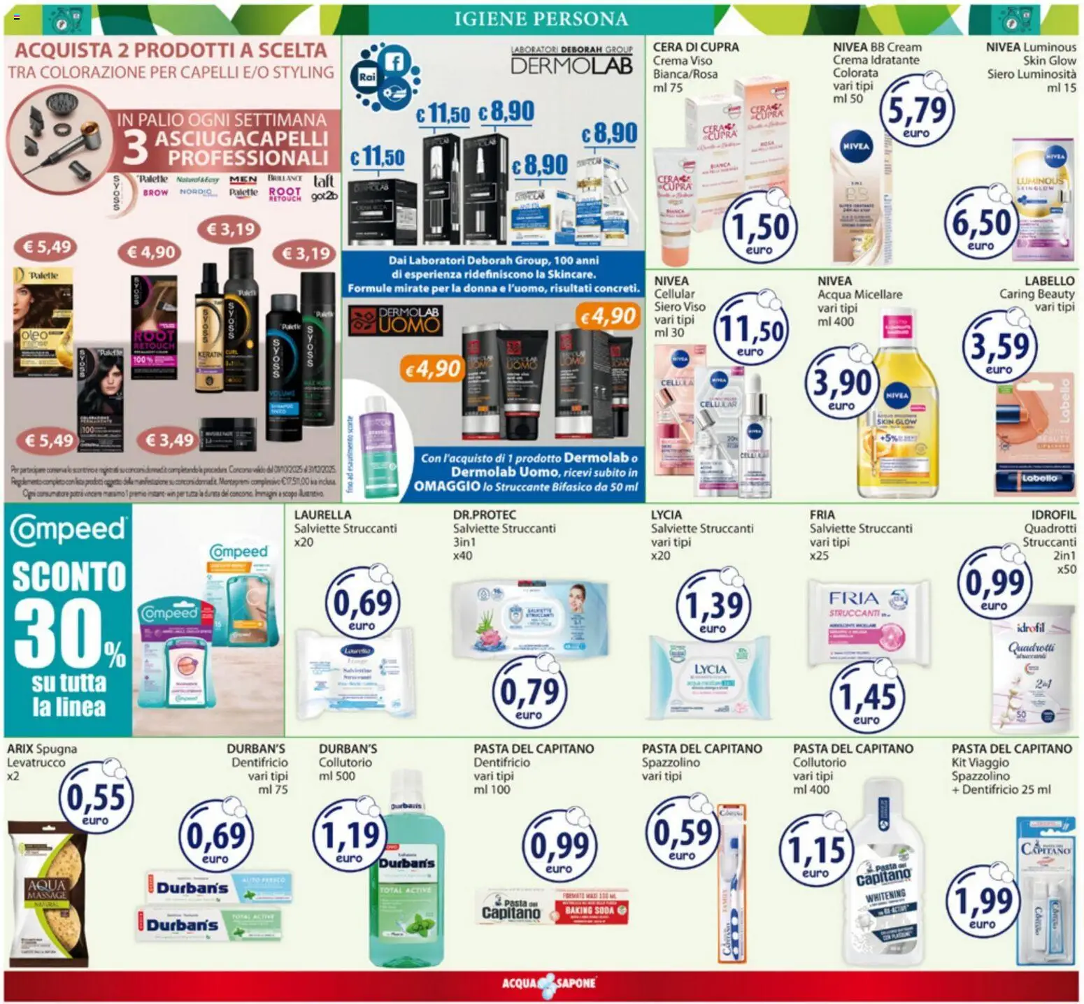 Volantino Acqua e Sapone del 15.12.2025 | Pagina: 8 | Prodotti: Spugna, Salviette struccanti, Crema viso, BB cream