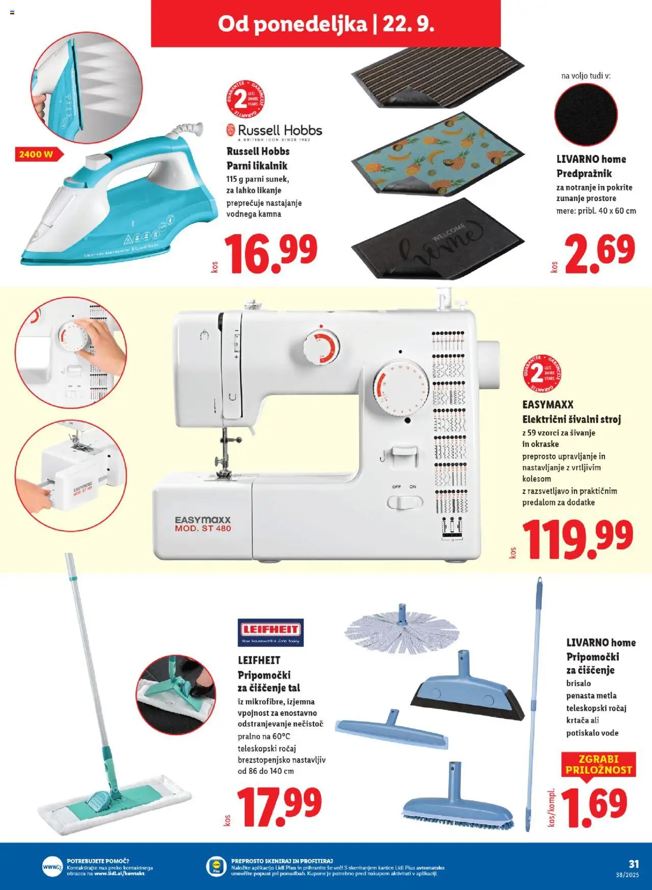 Novi Lidl katalog ponudbe – veljaven od 18.09.2025 | Stran: 55 | Izdelki: Likalnik, Sivalni stroj, Predpraznik, Krtaca