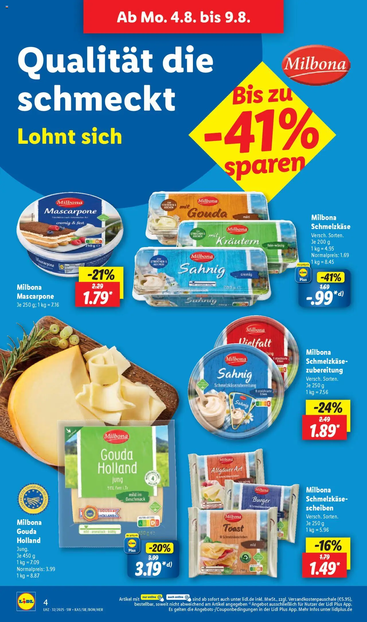 Lidl Prospekt Hilders - gültig ab dem 04.08.2025 | Seite: 6 | Produkte: Mascarpone, Toast, Gouda, Burger