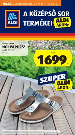 Aldi - Középső sor termékei - amely érvényes a következő dátumtól: 07.08.2025