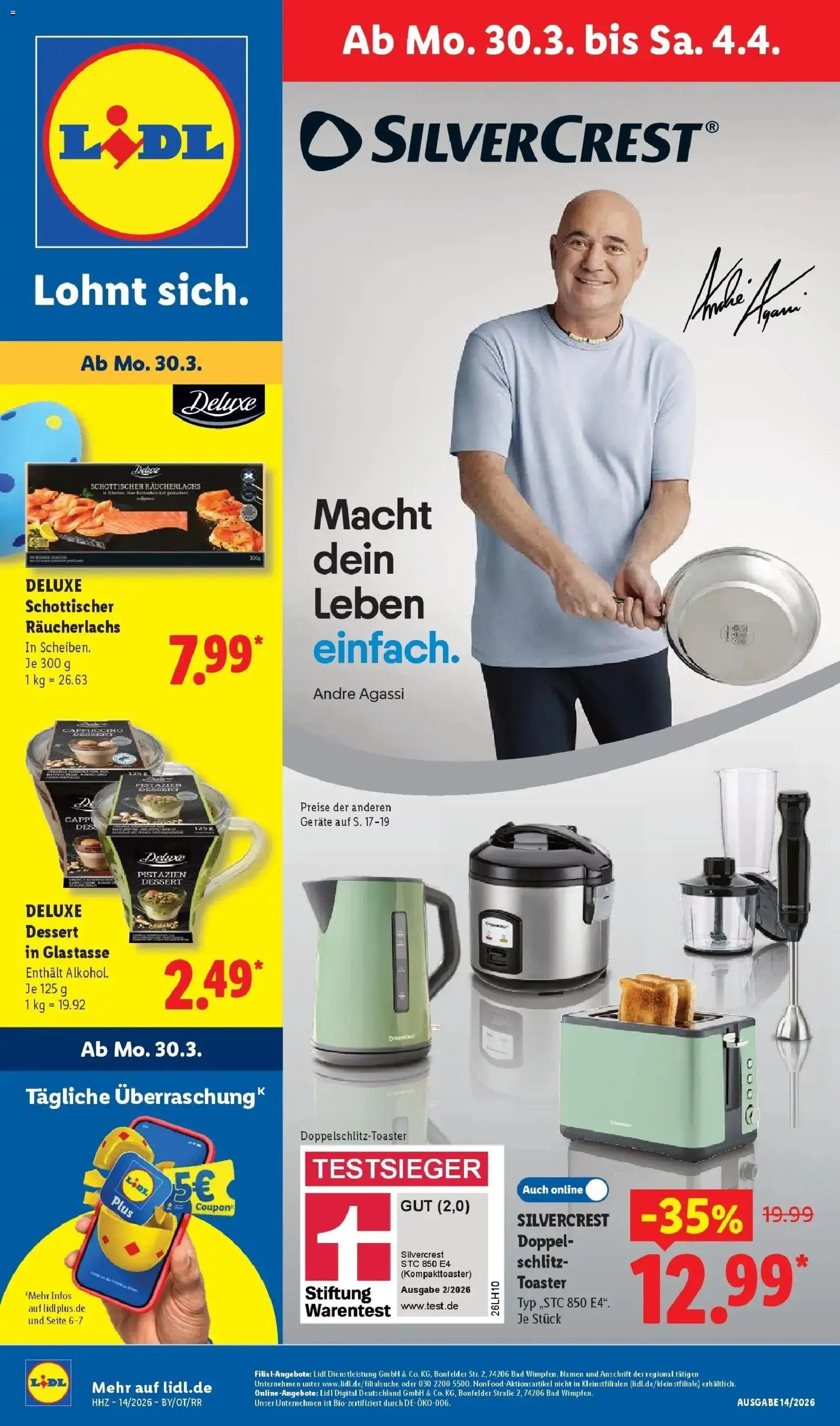 Lidl Prospekt Hof-innenstadt – gültig ab 30.03.2026 | Seite: 5 | Produkte: Toaster, Bad, Pistazien, Räucherlachs