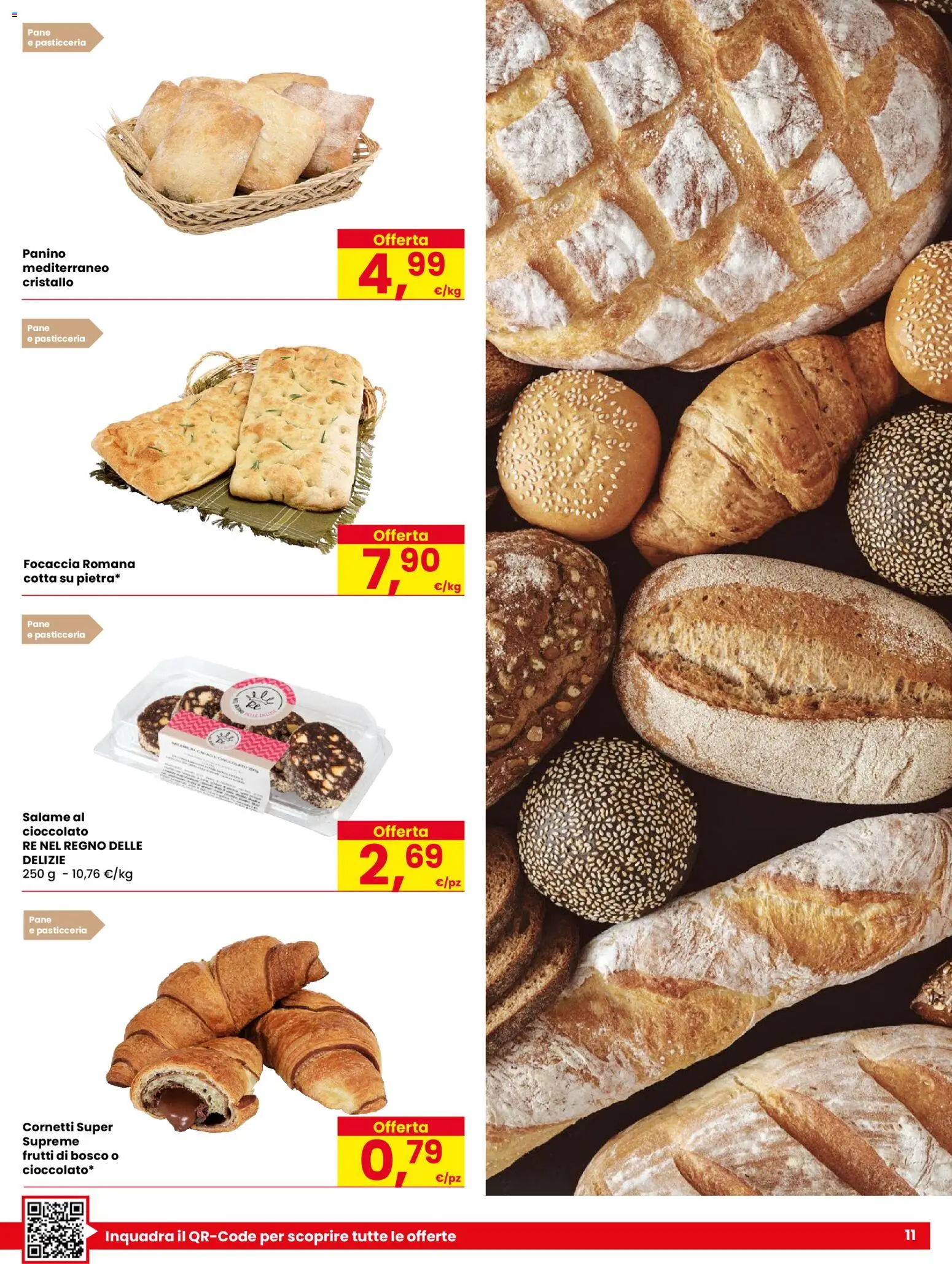 Volantino Despar del 27.04.2026 | Pagina: 11 | Prodotti: Pane, Cioccolato, Salame, Focaccia