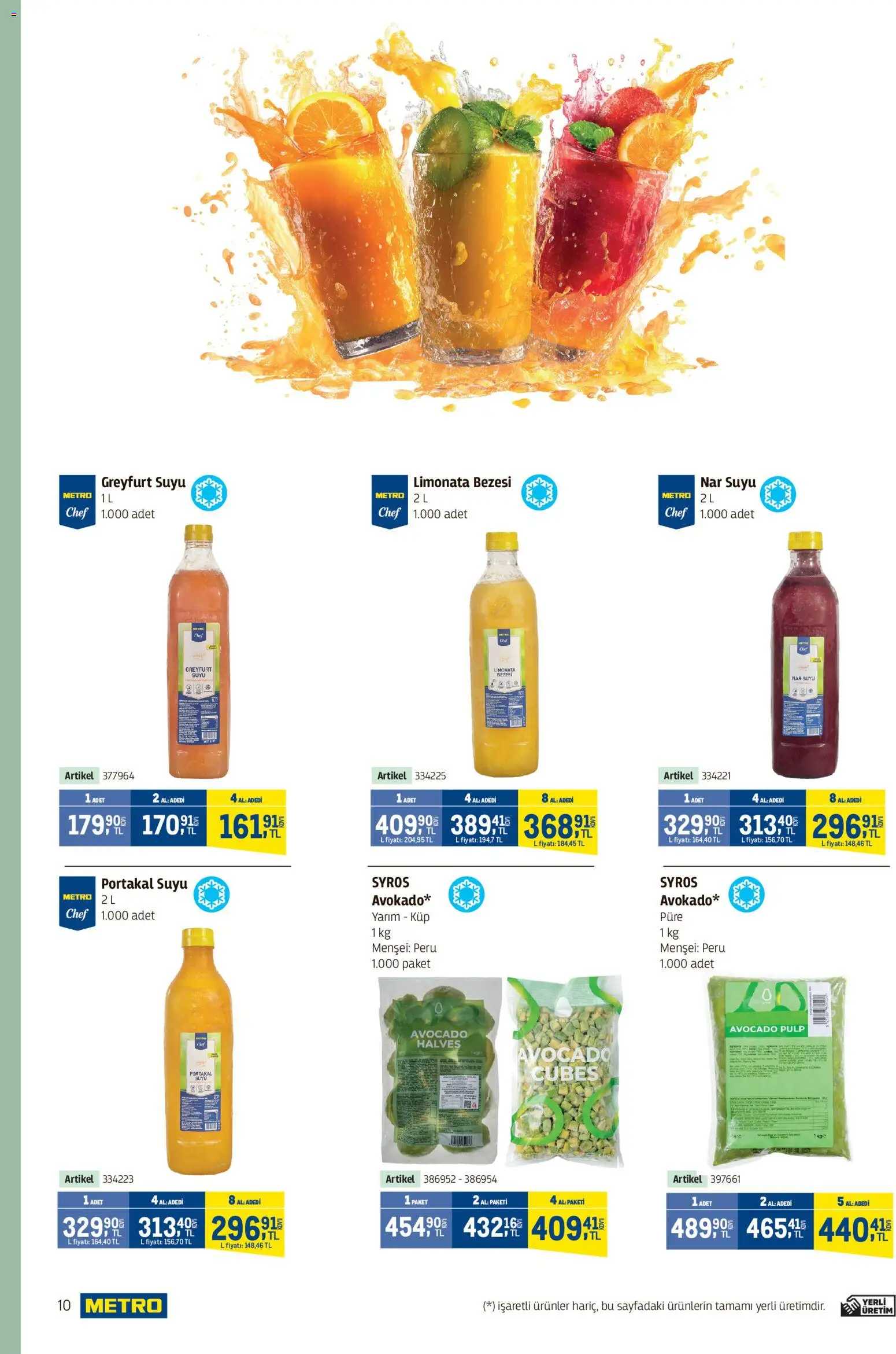 Metro - Kafeler & Pastaneler Kataloğu - 18.03.2026 tarihinden itibaren geçerlidir | Sayfa: 10 | Ürünler: Limonata, Portakal, Greyfurt, Nar