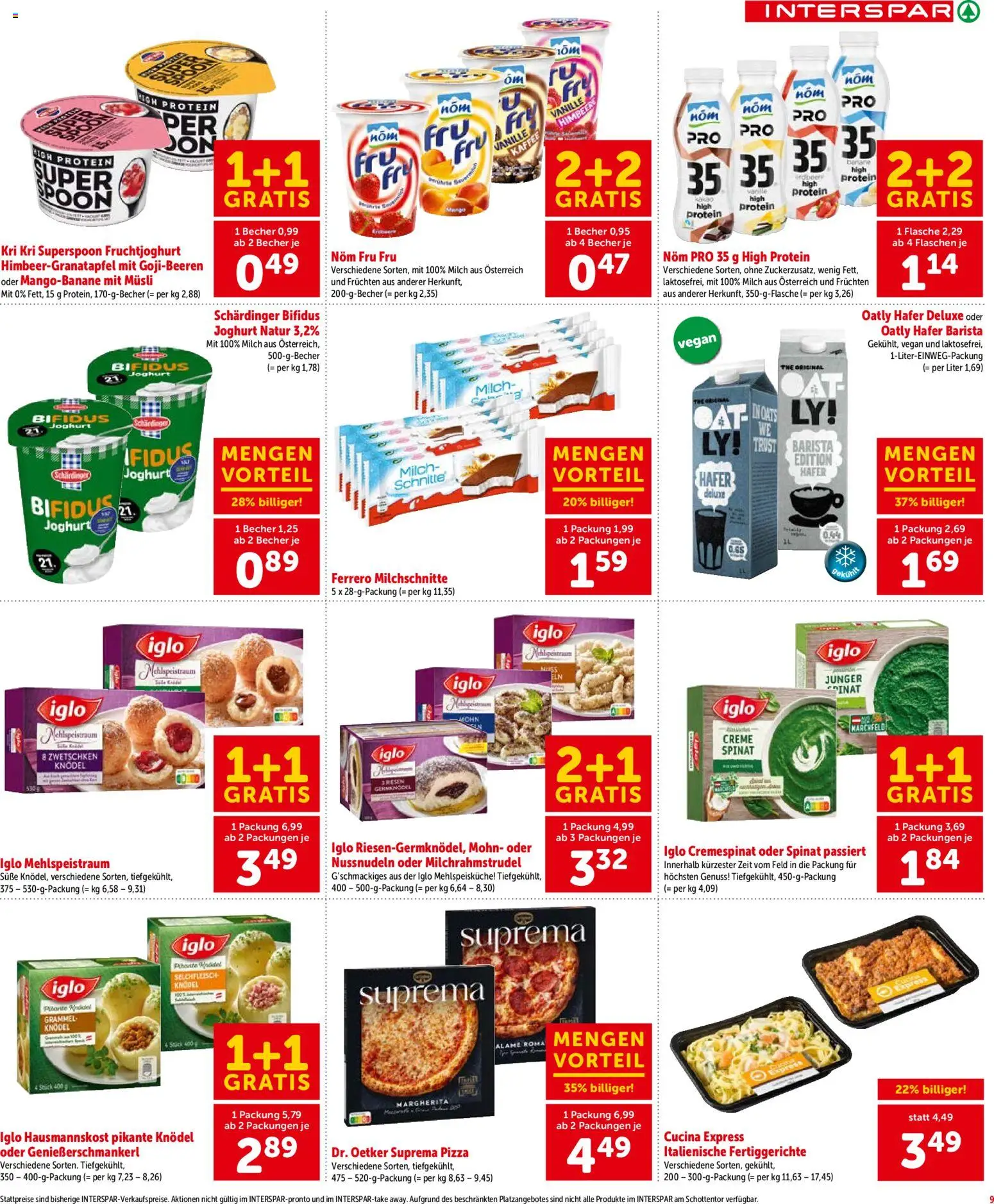 Interspar Flugblatt - Salzburg gültig ab 12.03.2026 | Seite: 9 | Produkte: Fertiggerichte, Milch, Joghurt, Pizza
