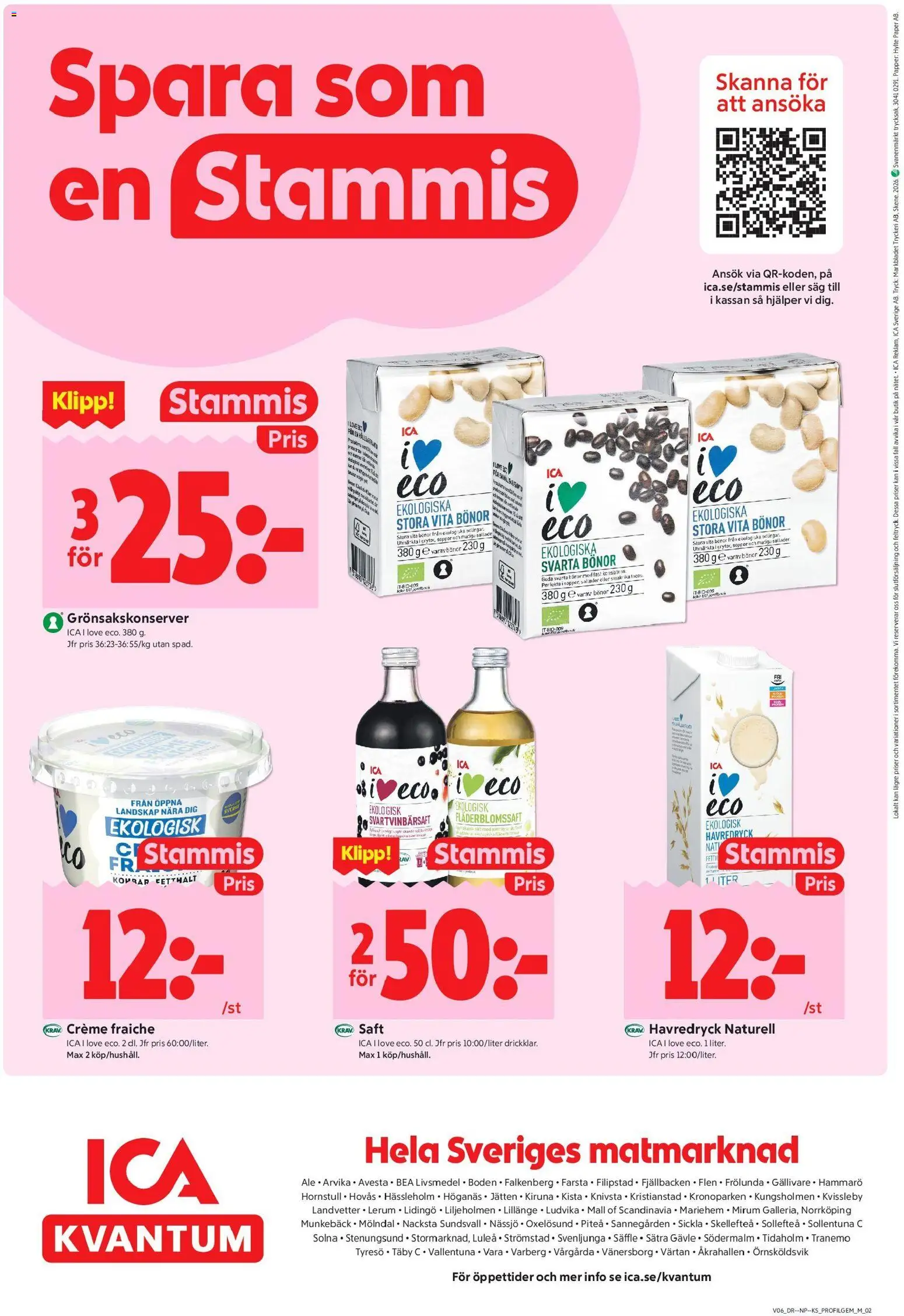 ICA Kvantum reklamblad aktuell från 02.02.2026 | Sida: 8 | Produkter: Såg, Svarta bönor, Creme fraiche, Bönor