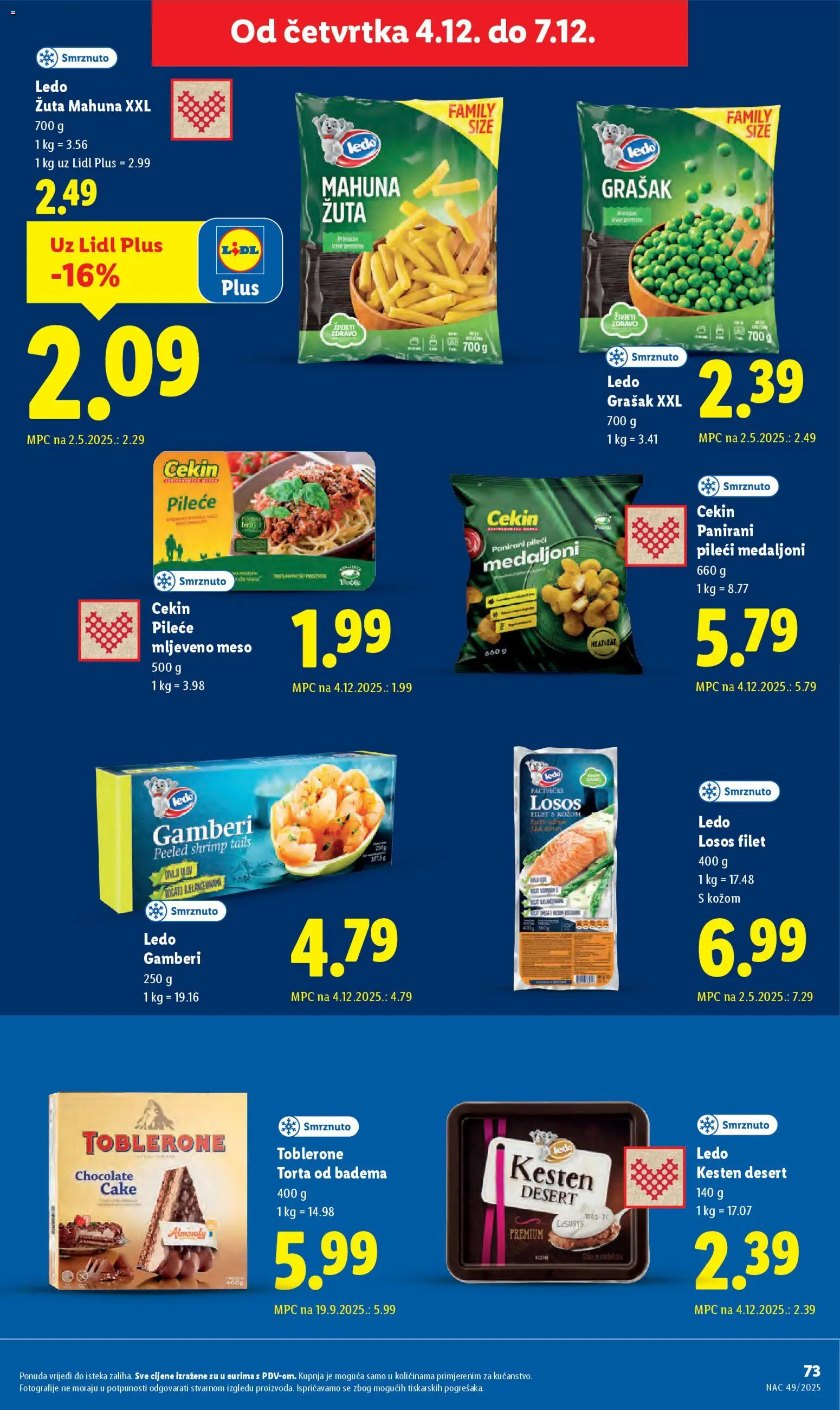 Lidl katalog | vrijedi od 01.12.2025 | Stranica: 73 | Proizvodi: Meso, Mljeveno meso, Grašak, Torta