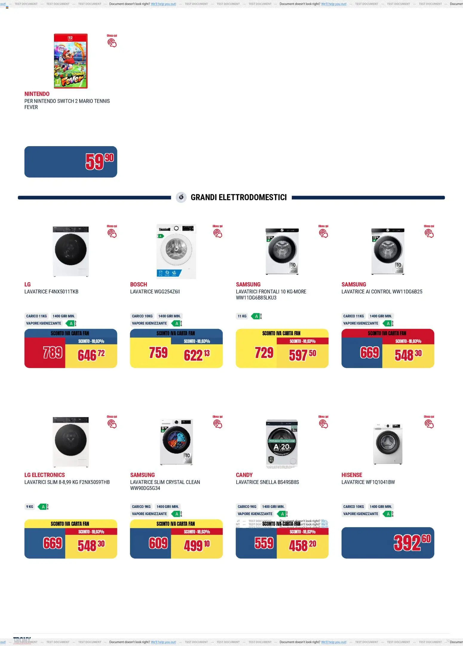 Volantino Trony del 02.04.2026 | Pagina: 12 | Prodotti: Lavatrice, Fan, Samsung