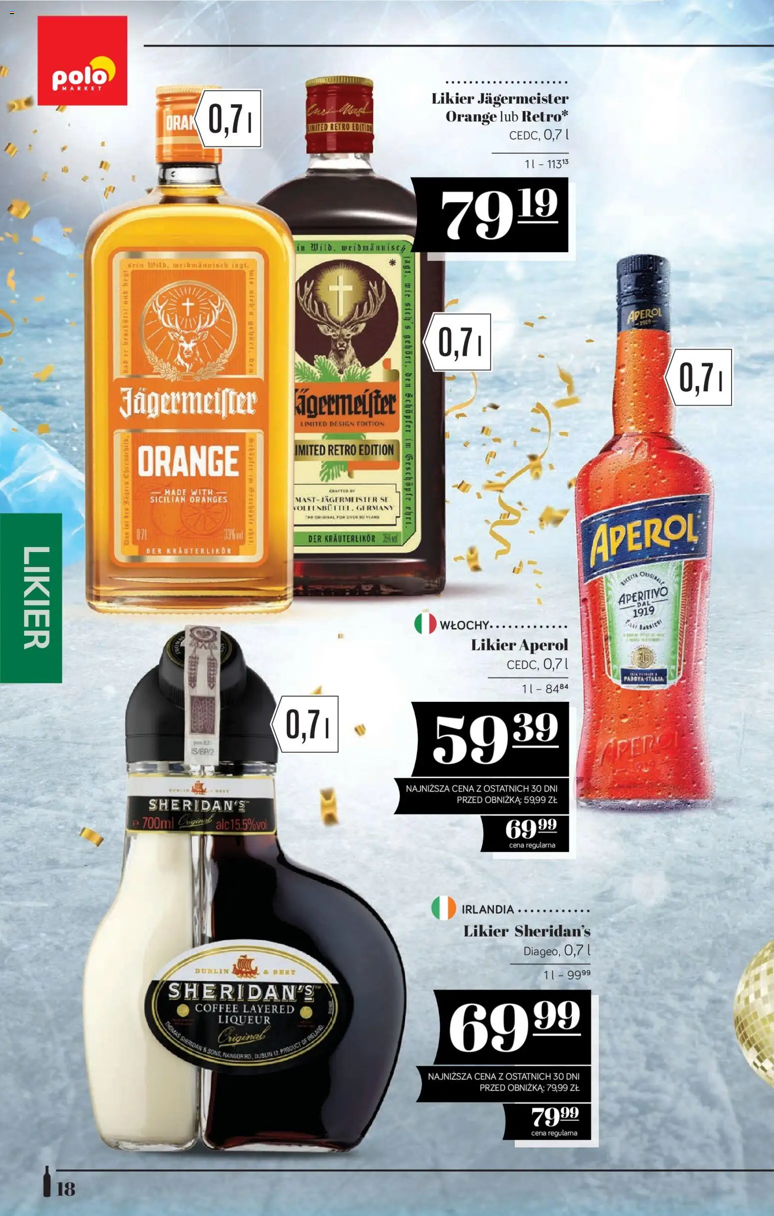 POLOmarket Katalog - Alkoholi od 12.12.2025 | Strona: 18 | Produkty: Likier Sheridan's, Por, Jagermeister, Aperol