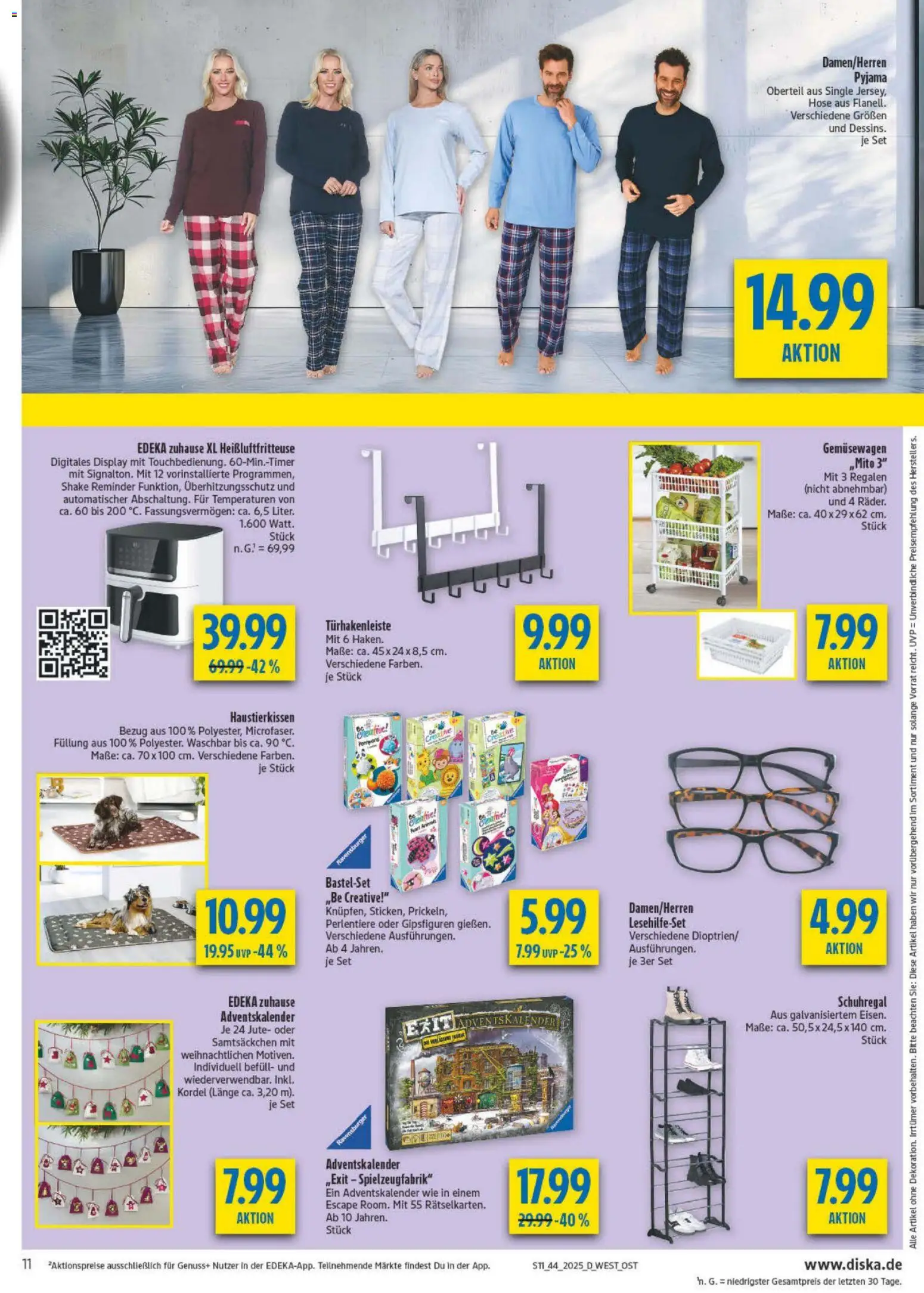 Diska - Diska Angebote Sachsen-Thüringen KW44 – gültig ab 27.10.2025 | Seite: 11 | Produkte: Schuhregal, Hose, Pyjama, Heißluftfritteuse