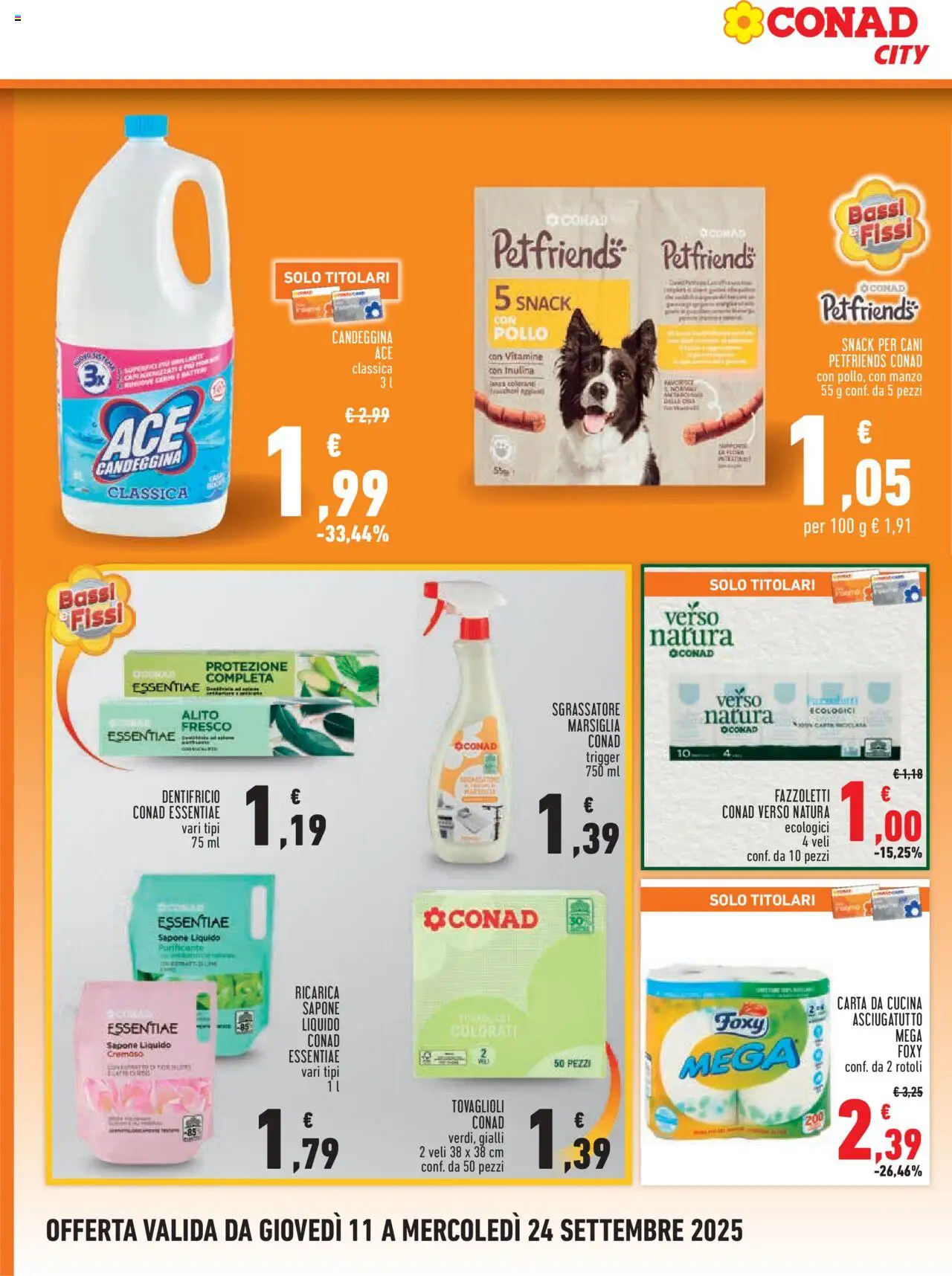 Volantino Conad del 11.09.2025 | Pagina: 18 | Prodotti: Sapone, Candeggina, Fazzoletti, Sgrassatore
