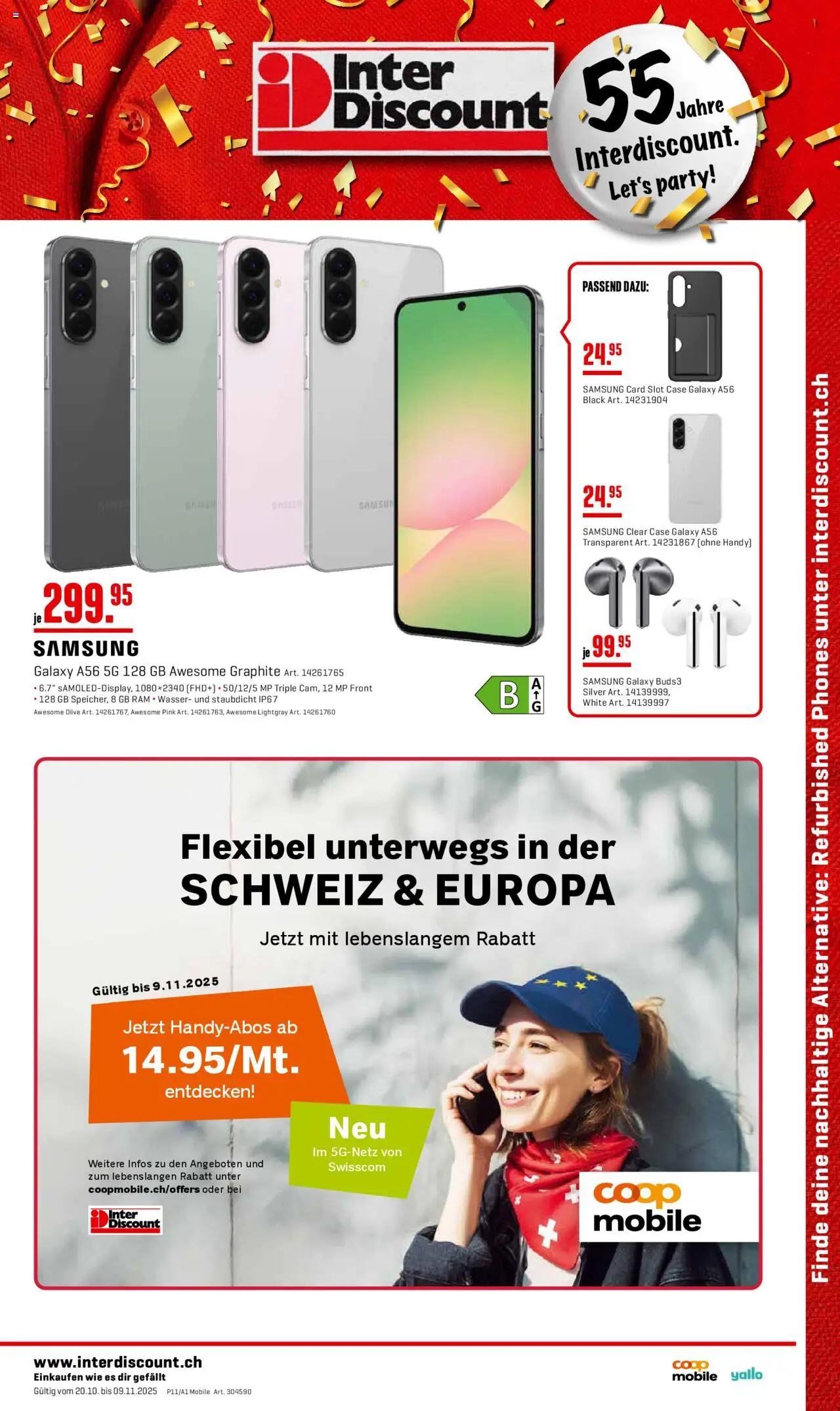 Interdiscount Aktionen Mobile – gültig ab 20.10.2025 | Seite: 1 | Produkte: Wasser, Samsung