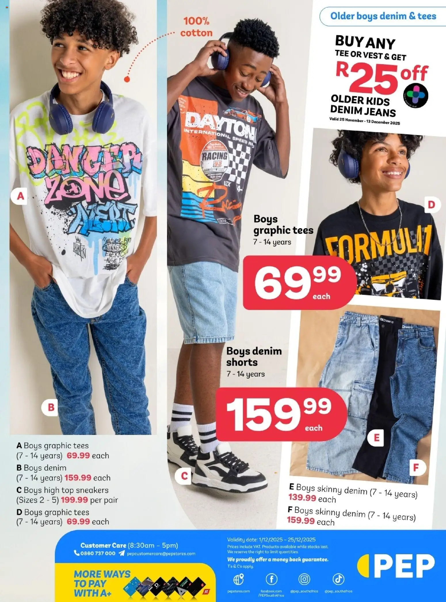 New PEP Stores catalogue – valid from 01.12.2025 | Page: 6 | Products: Vest, Shorts, Sneakers, Jeans