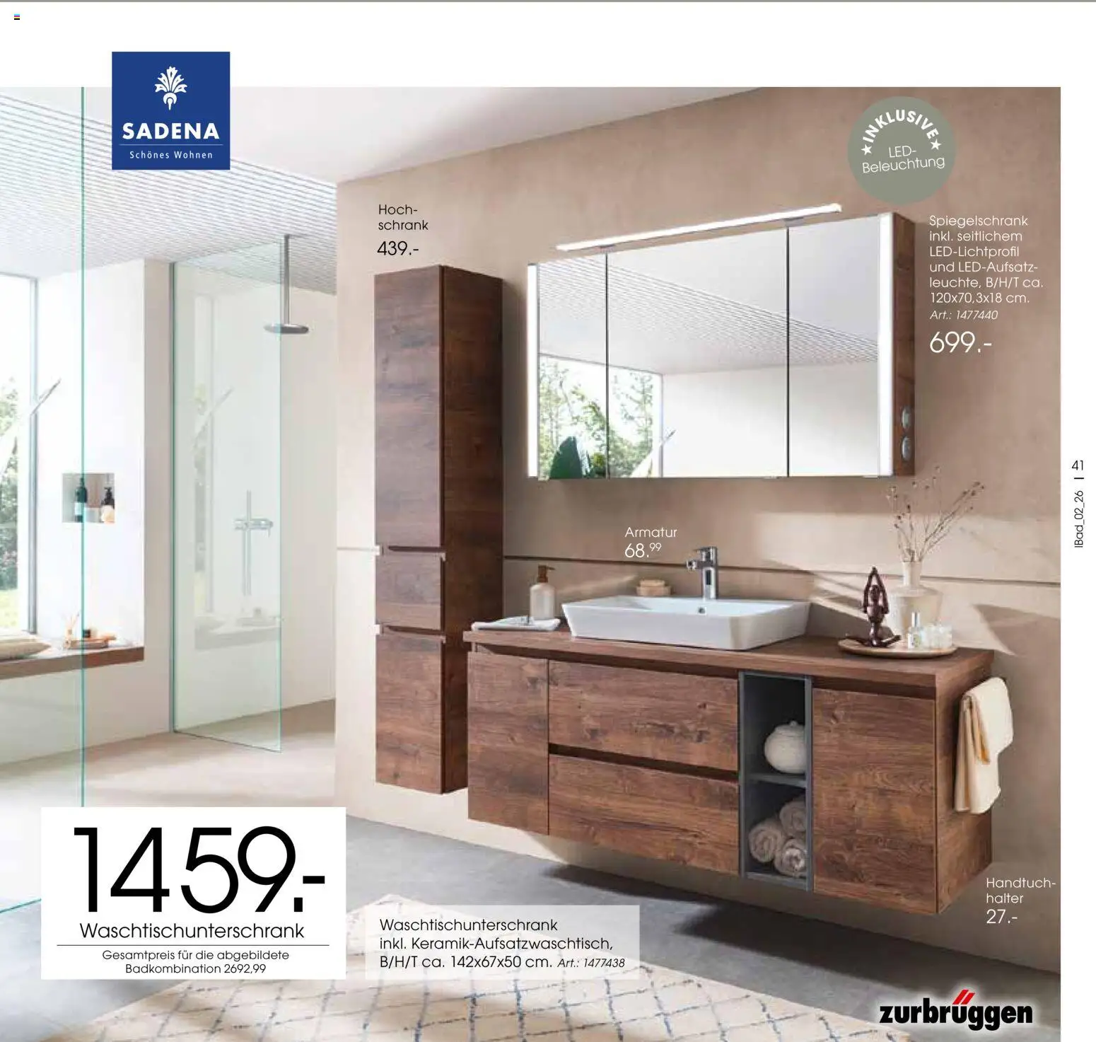 Zurbrüggen Bad Design Trends – gültig ab 23.03.2026 | Seite: 41 | Produkte: Schrank, Armatur, Spiegelschrank