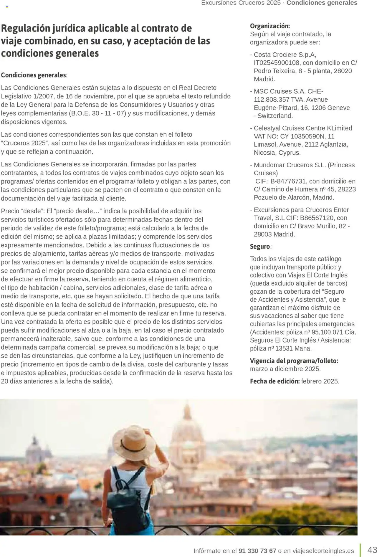 Viajes El Corte Inglés Excursiones Cruceros │ válido desde el 27.03.2025 | Página: 43 | Productos: General