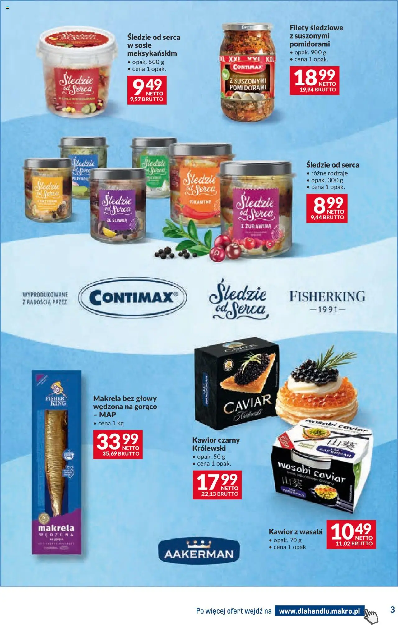 Makro Gazetka - Dystrybucja do sklepów od 16.09.2025 | Strona: 3 | Produkty: Makrela, Żurawina, Kawior