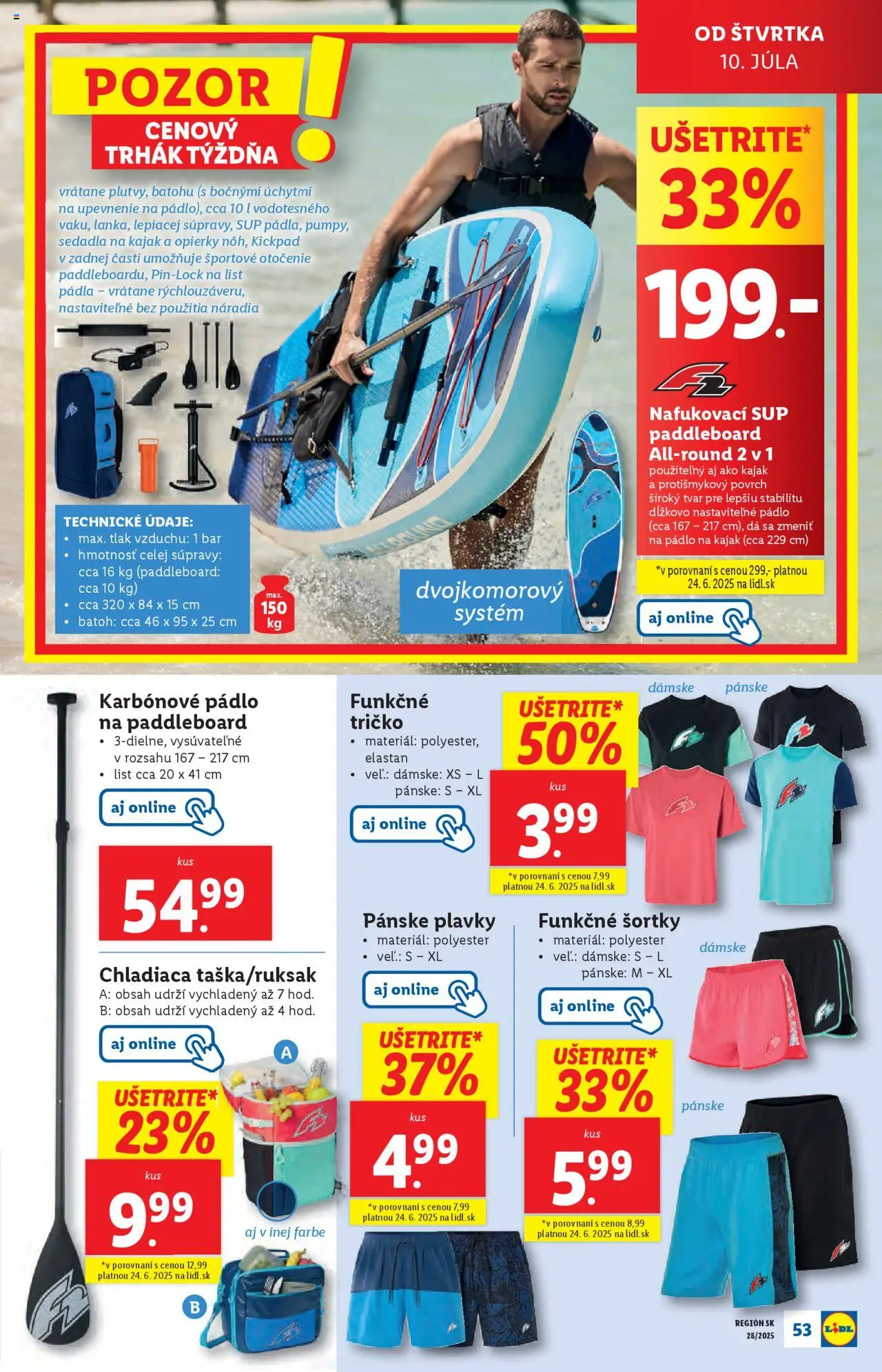 Lidl leták │ platný od 07.07.2025 | Strana: 63 | Produkty: Paddleboard, Tričko, Plavky, Pánske plavky