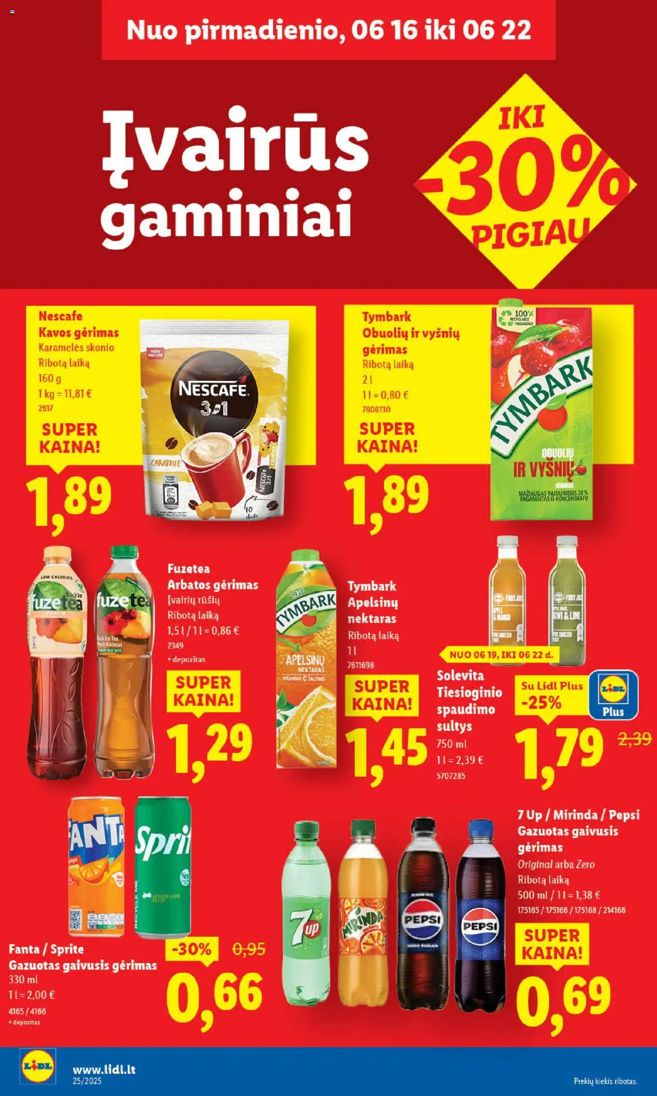 LIDL leidinys│galioja nuo 16.06.2025 | Puslapis: 34 | Prekių: Gaivusis gėrimas, Sultys