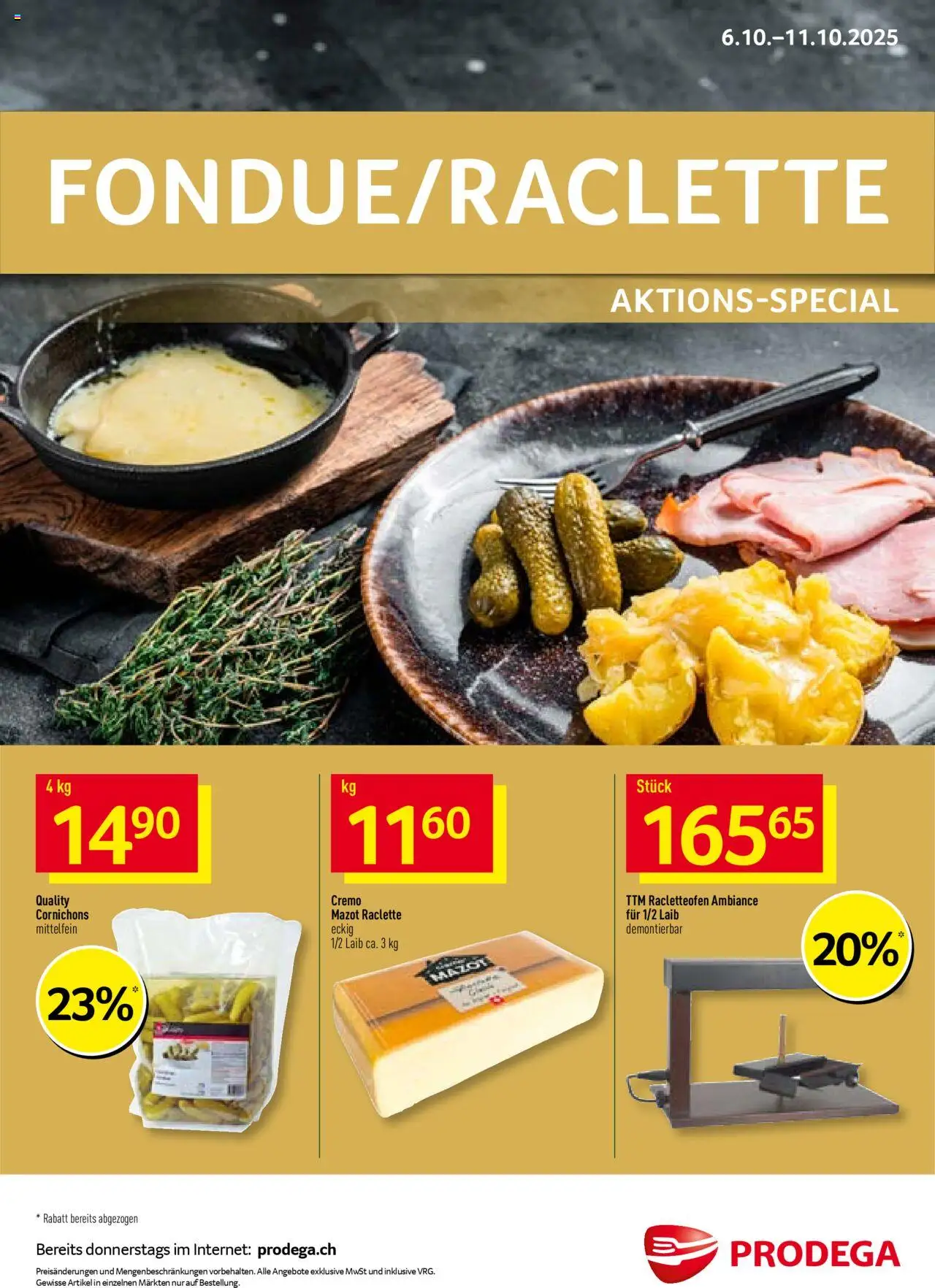 Prodega Aktionen Fondue/Raclette – gültig ab 06.10.2025 | Seite: 1 | Produkte: Raclette