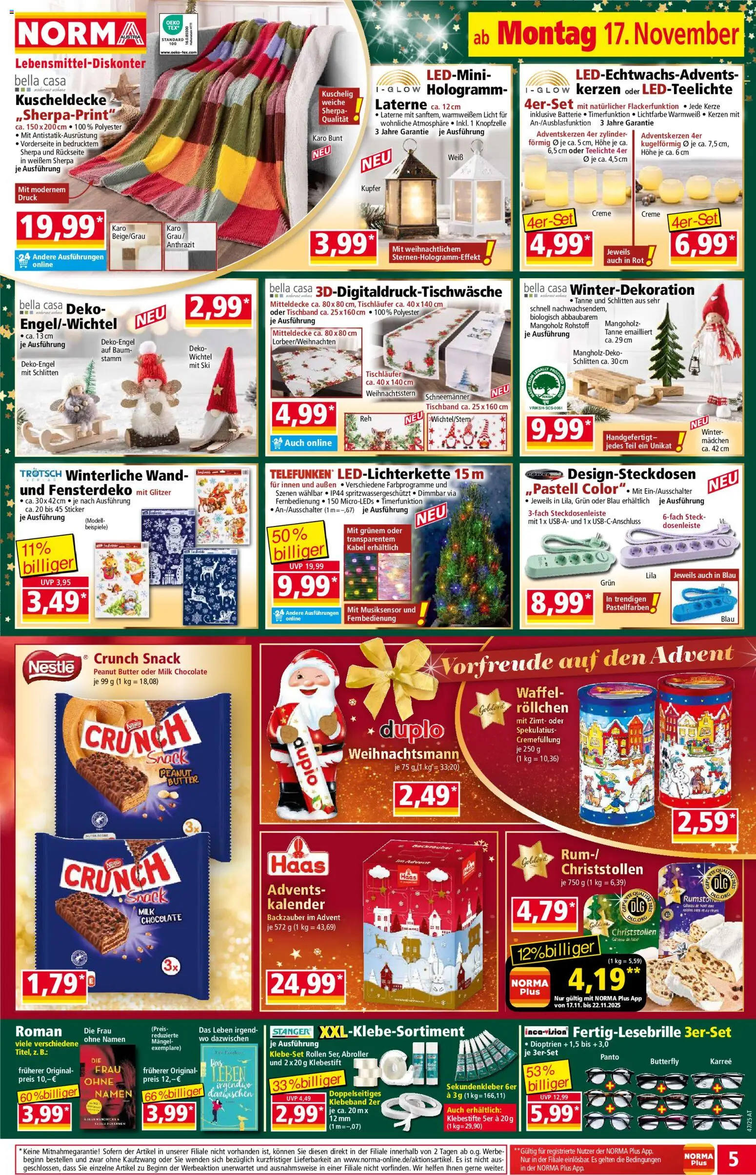 Norma Flugblatt gültig ab 17.11.2025 | Seite: 5 | Produkte: Kabel, Butter, Creme