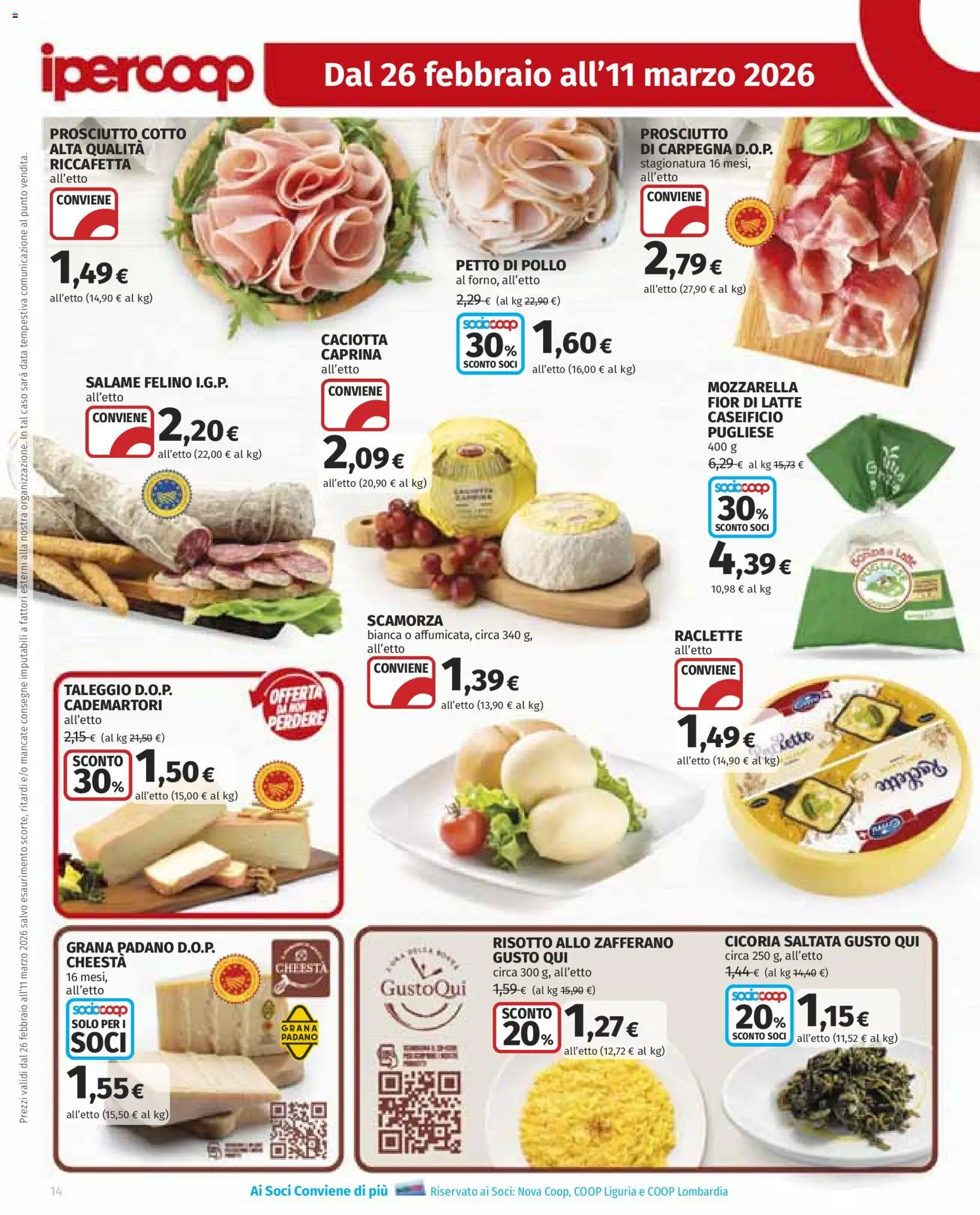 Volantino Ipercoop del 26.02.2026 | Pagina: 14 | Prodotti: Salame, Prosciutto, Data, Grana Padano
